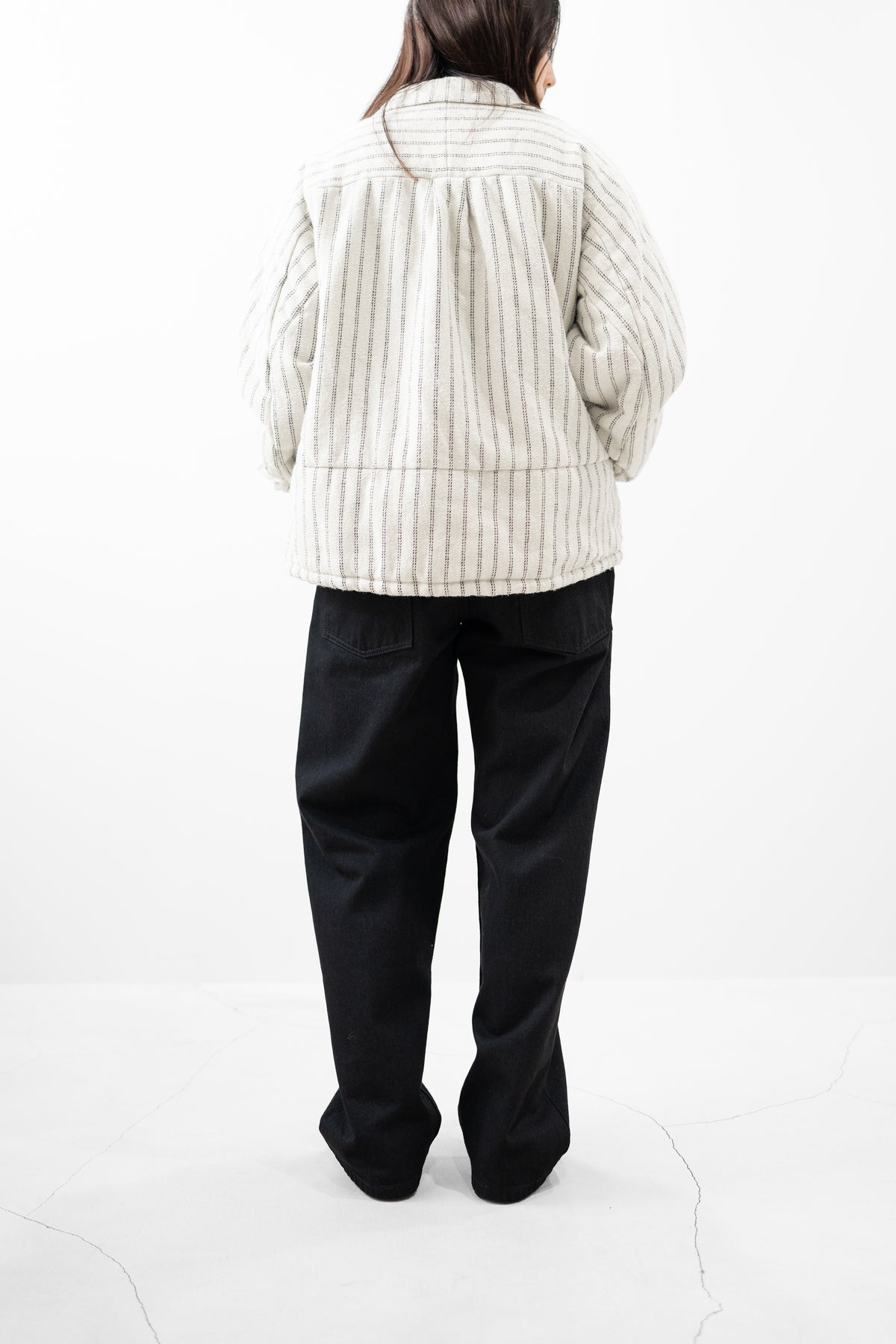 ANCELLM / STRIPE PADDED SHIRT "IVORY"