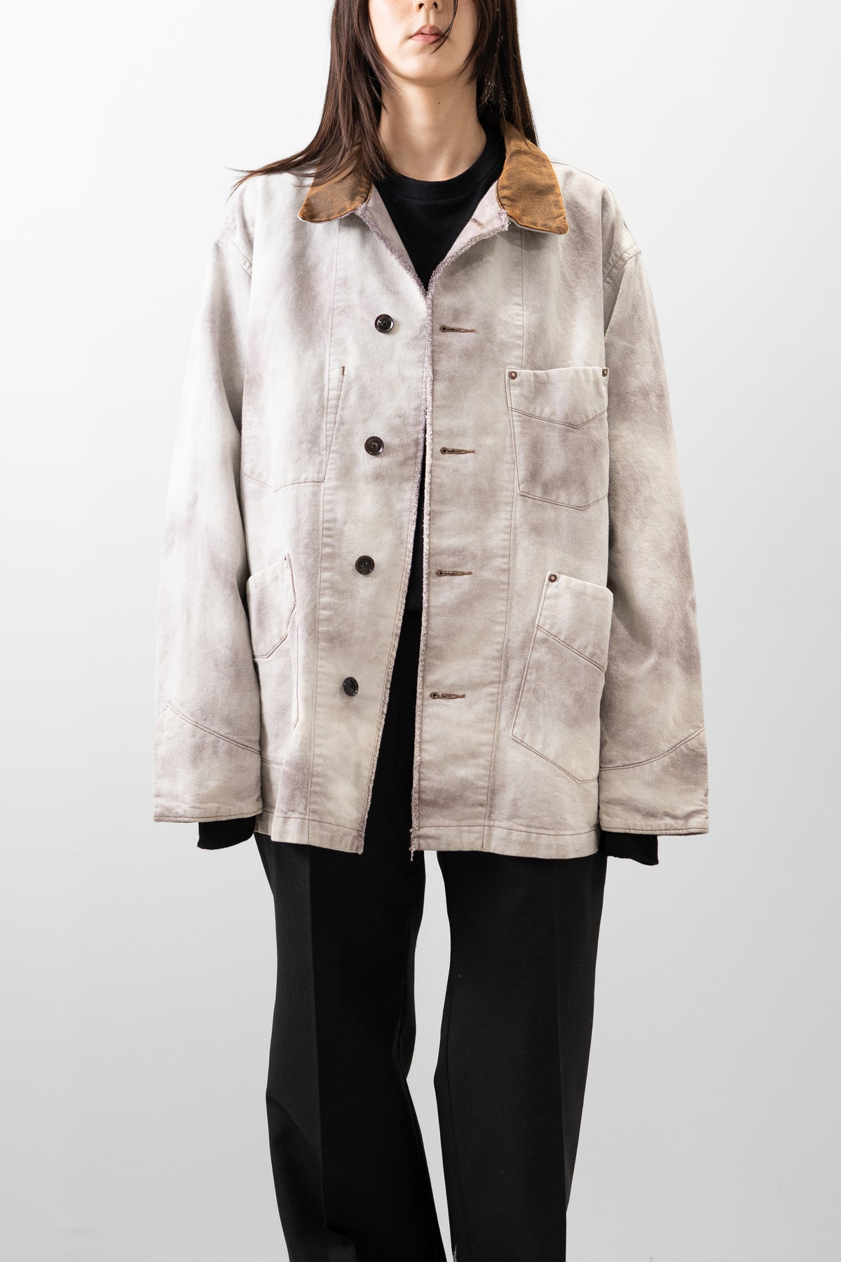 ANTHEM A/ HAND VINTAGE DYED SPARKLE DENIM JACKET "FOG PURPLE"