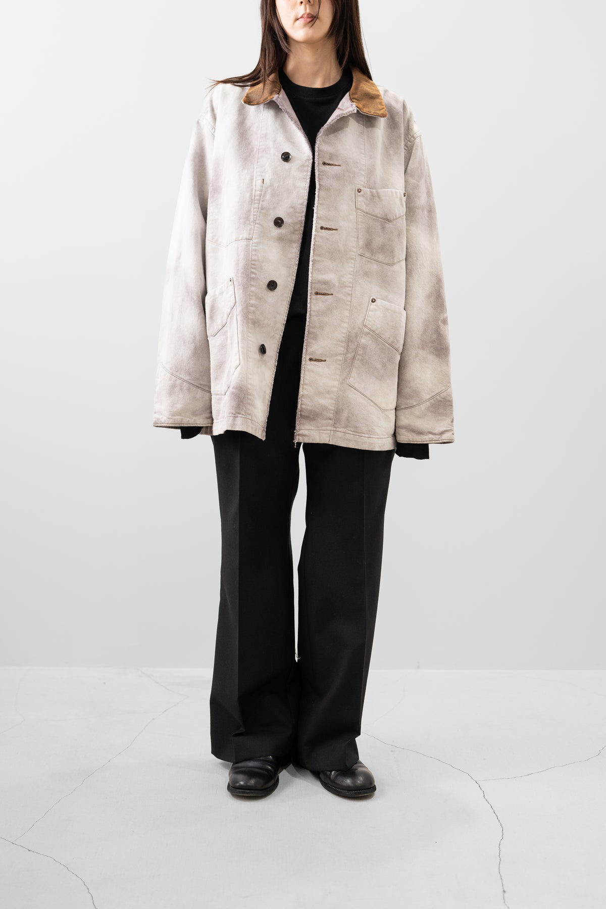 ANTHEM A/ HAND VINTAGE DYED SPARKLE DENIM JACKET "FOG PURPLE"