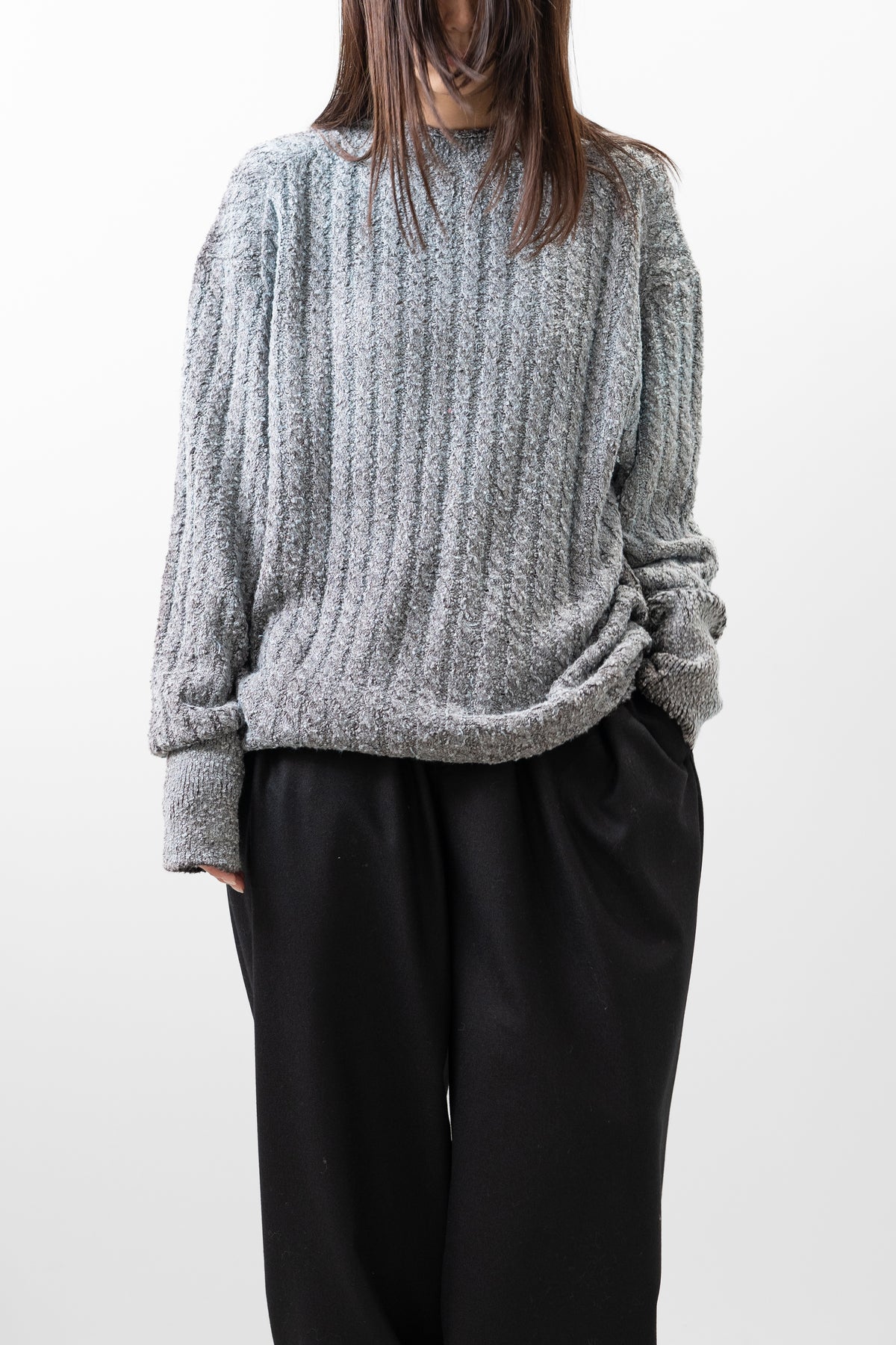 Kota Gushiken/ Bleach & Dye Cable Knit "Light Blue"