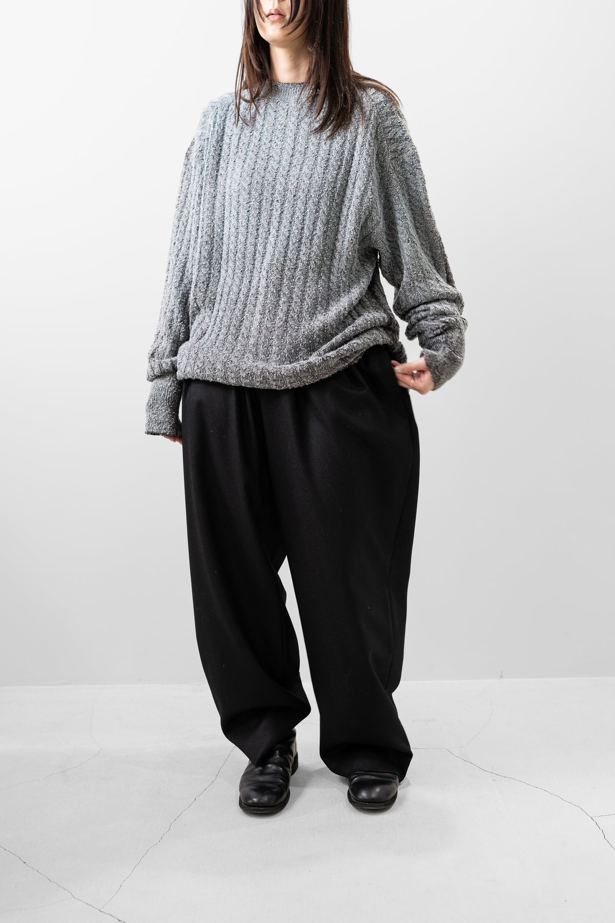 Kota Gushiken/ Bleach & Dye Cable Knit "Light Blue"