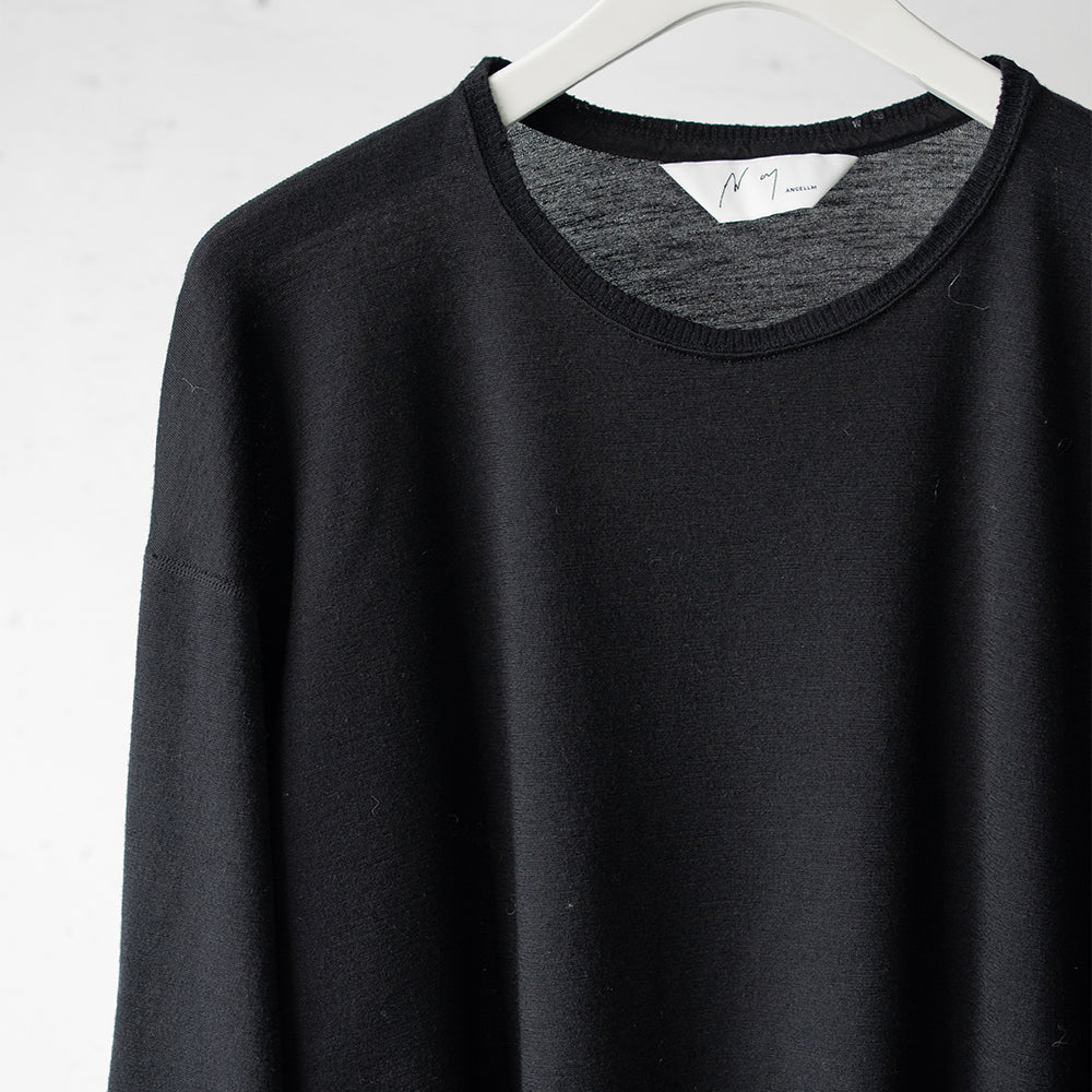 ANCELLM / DAMAGE WOOL CREW LS T-SHIRT "BLACK"