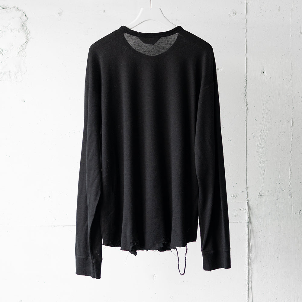 ANCELLM / DAMAGE WOOL CREW LS T-SHIRT "BLACK"