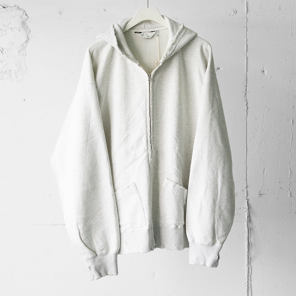 ANCELLM / CRASH ZIP HOODIE "HEATHER WHITE"