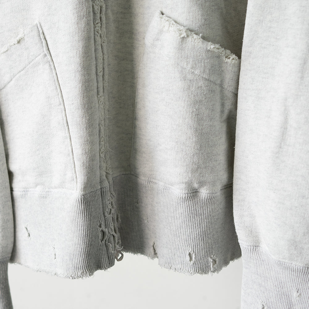 ANCELLM / CRASH ZIP HOODIE "HEATHER WHITE"