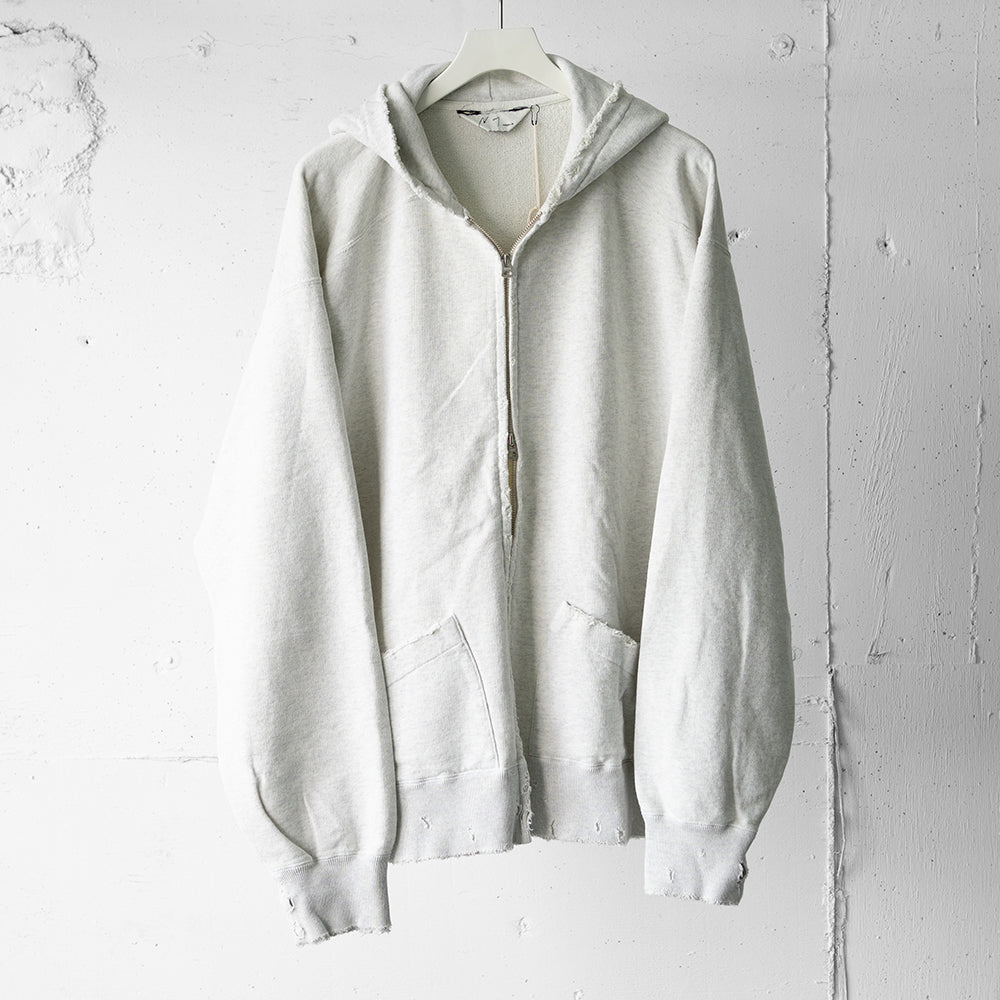 ANCELLM / CRASH ZIP HOODIE "HEATHER WHITE"