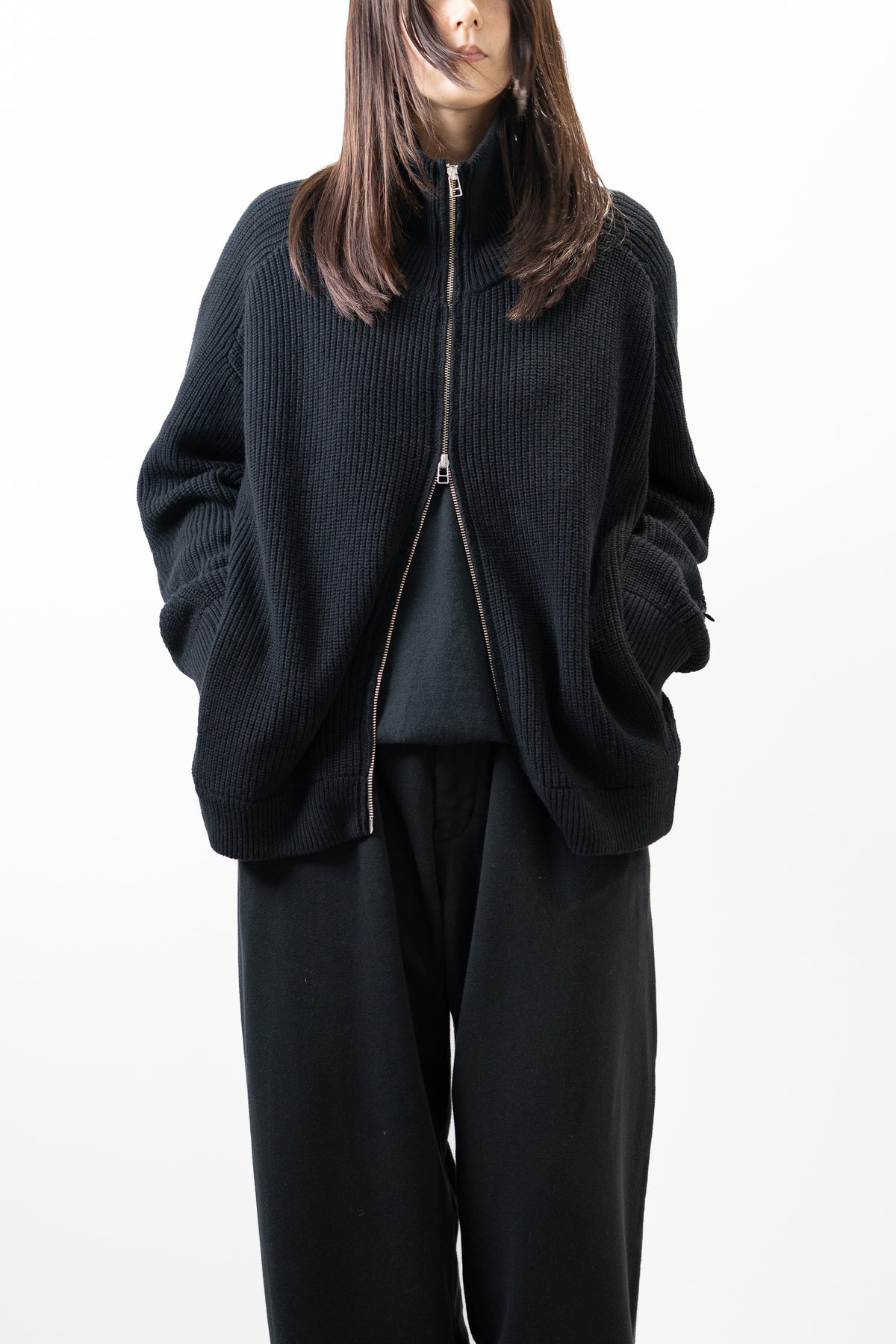 Afiit / KNIT BLOUSON  "BLACK"