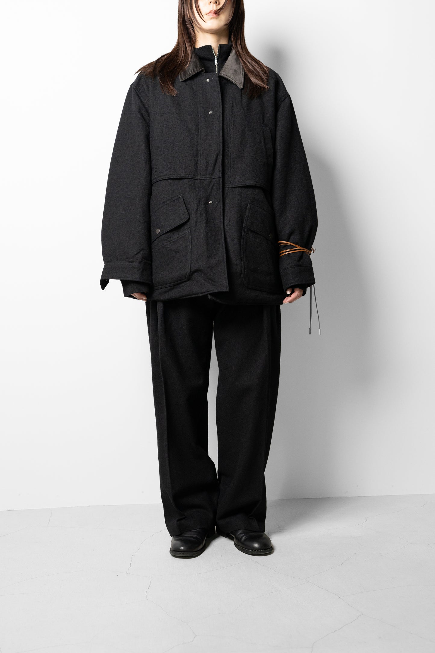ANCELLM / WOOL SLACKS "BLACK"
