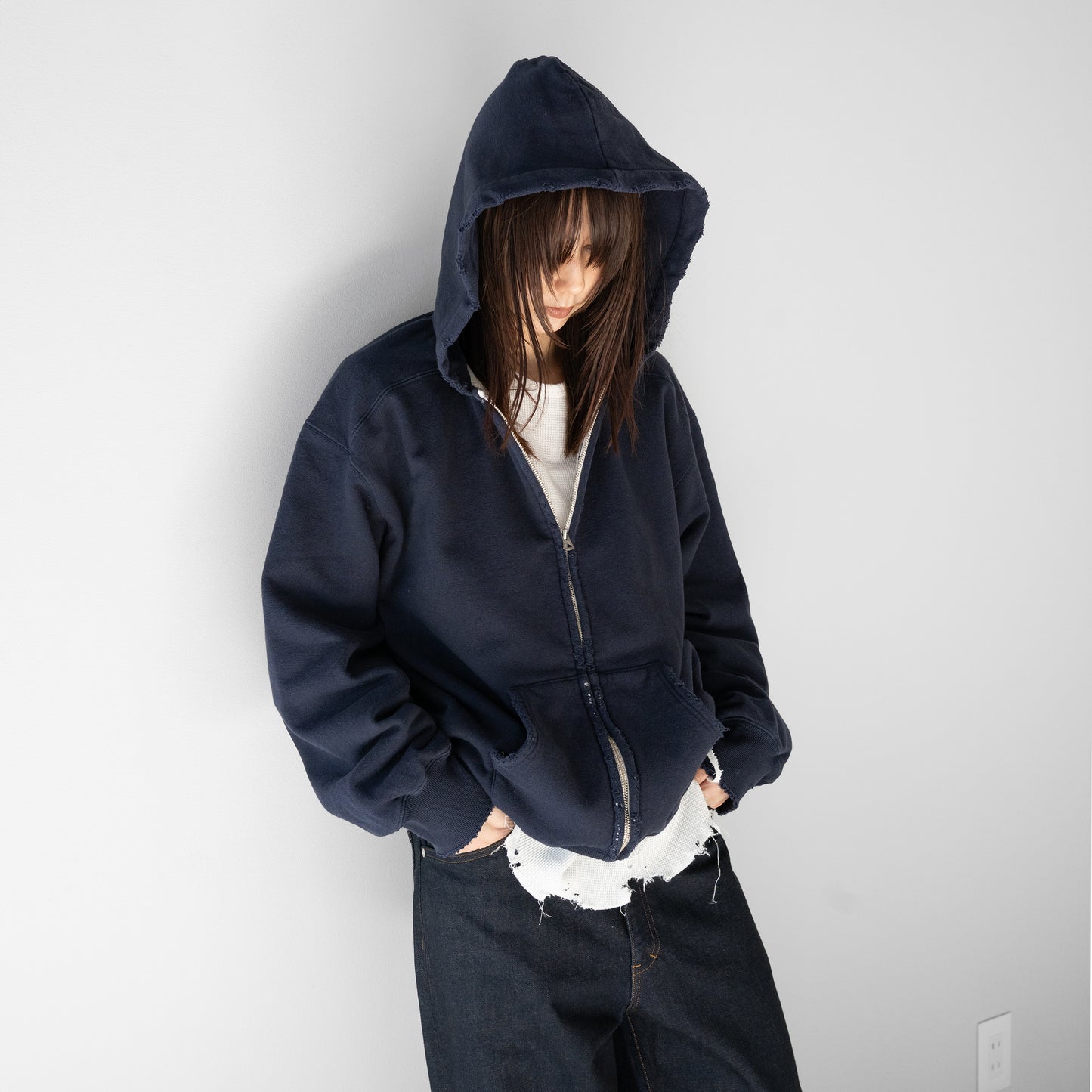 ANCELLM / ZIP HOODIE "NAVY"