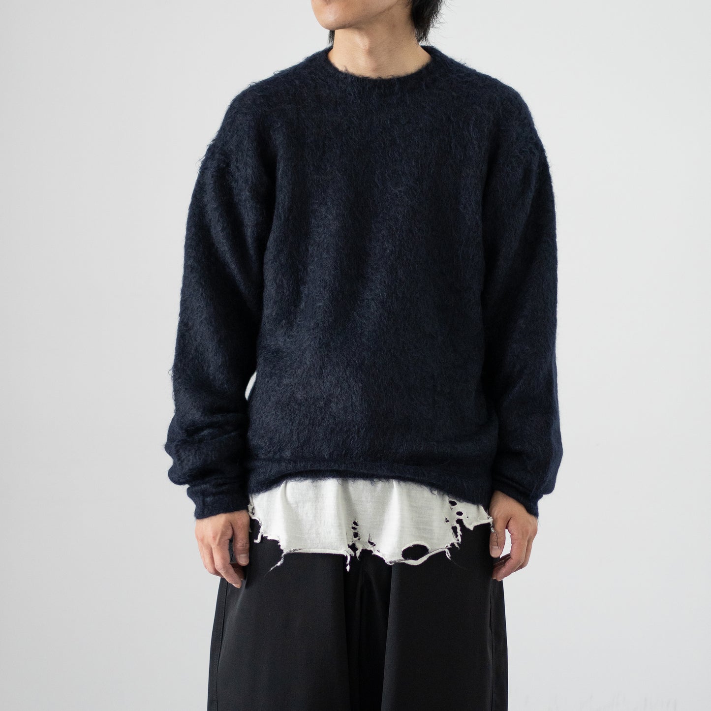 ssstein/ SUPER KID MOHAIR KNIT CREW NECK LS "DARK NAVY"