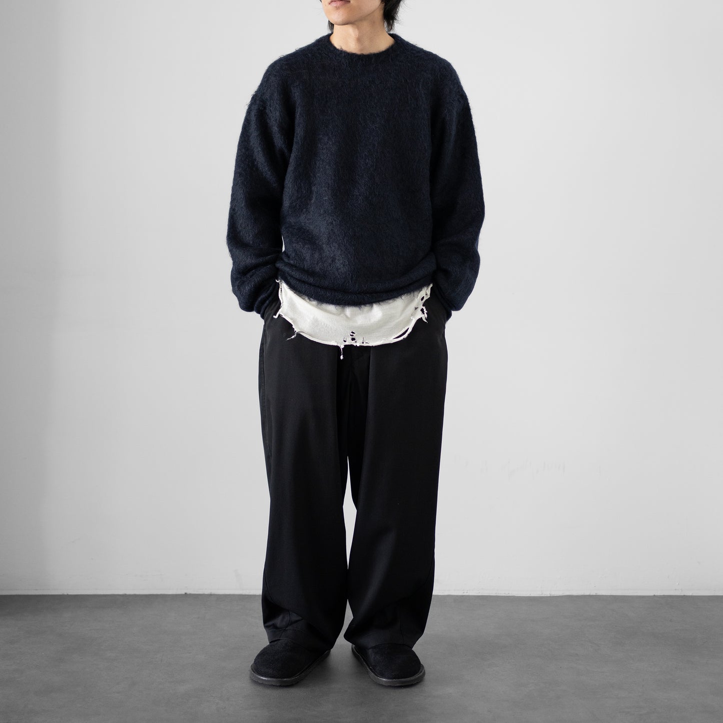 ssstein/ SUPER KID MOHAIR KNIT CREW NECK LS "DARK NAVY"