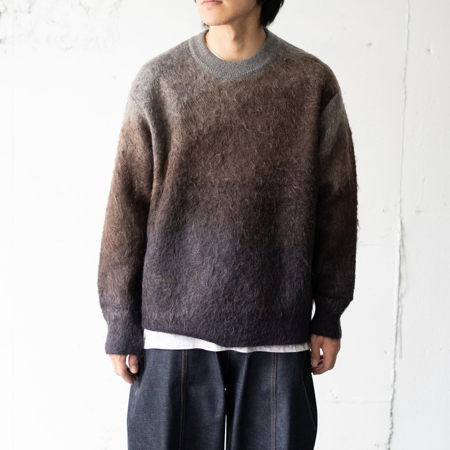 ssstein/ GRADATION MOHAIR KNIT LS "BROWN GREY GRADATION"