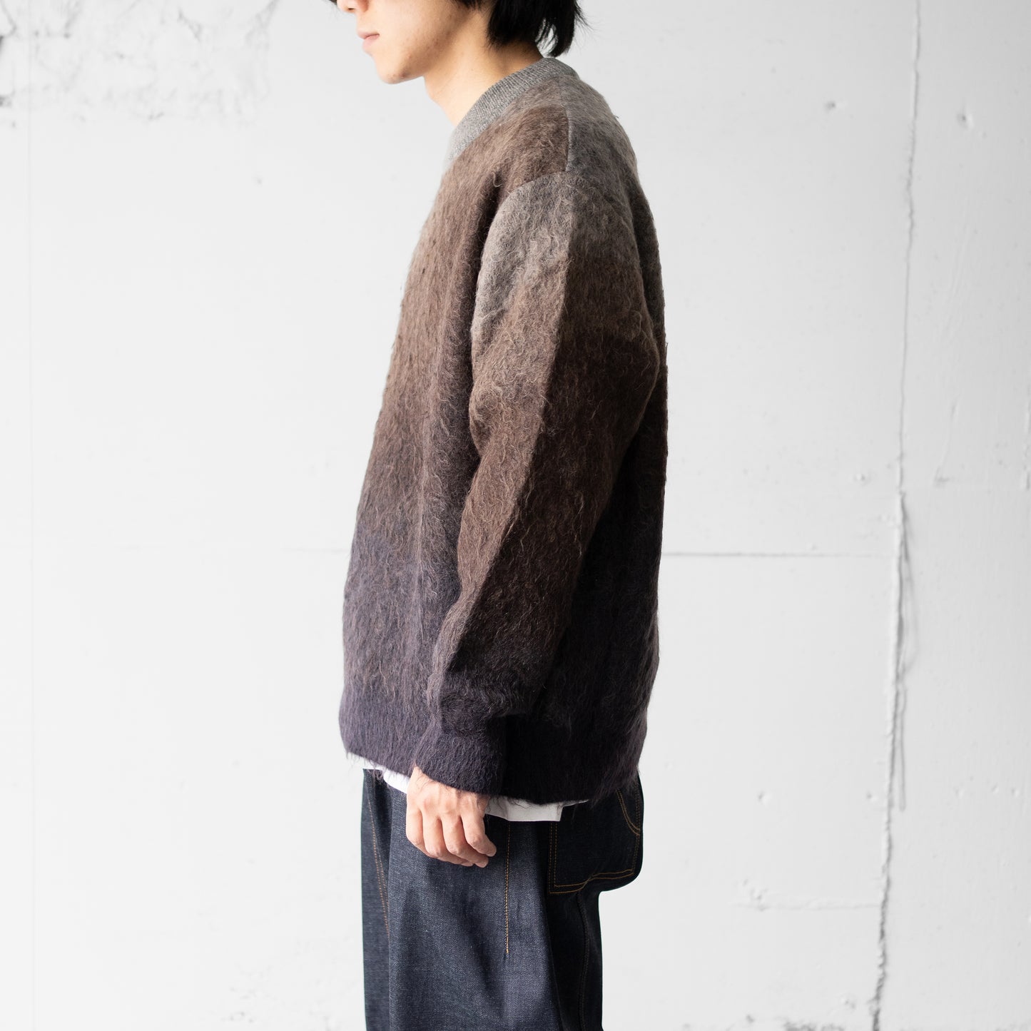 ssstein/ GRADATION MOHAIR KNIT LS "BROWN GREY GRADATION"