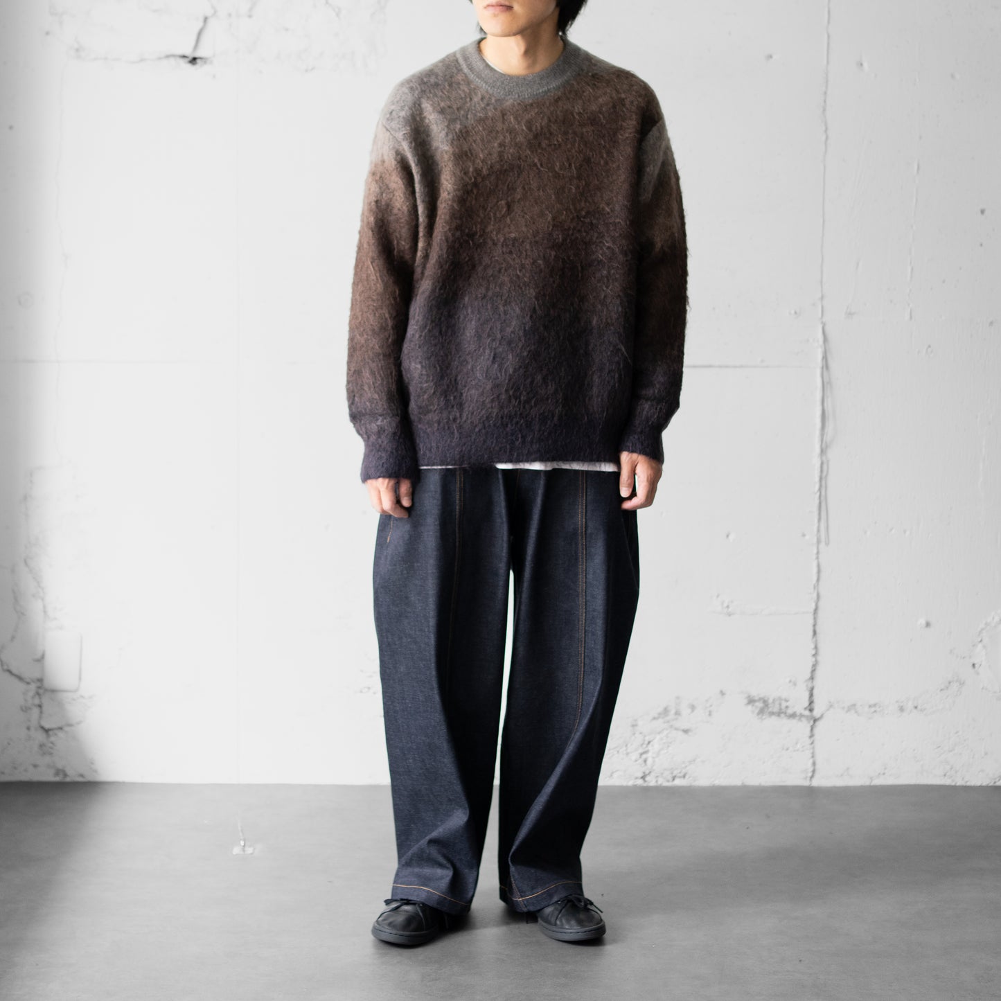 ssstein/ GRADATION MOHAIR KNIT LS "BROWN GREY GRADATION"