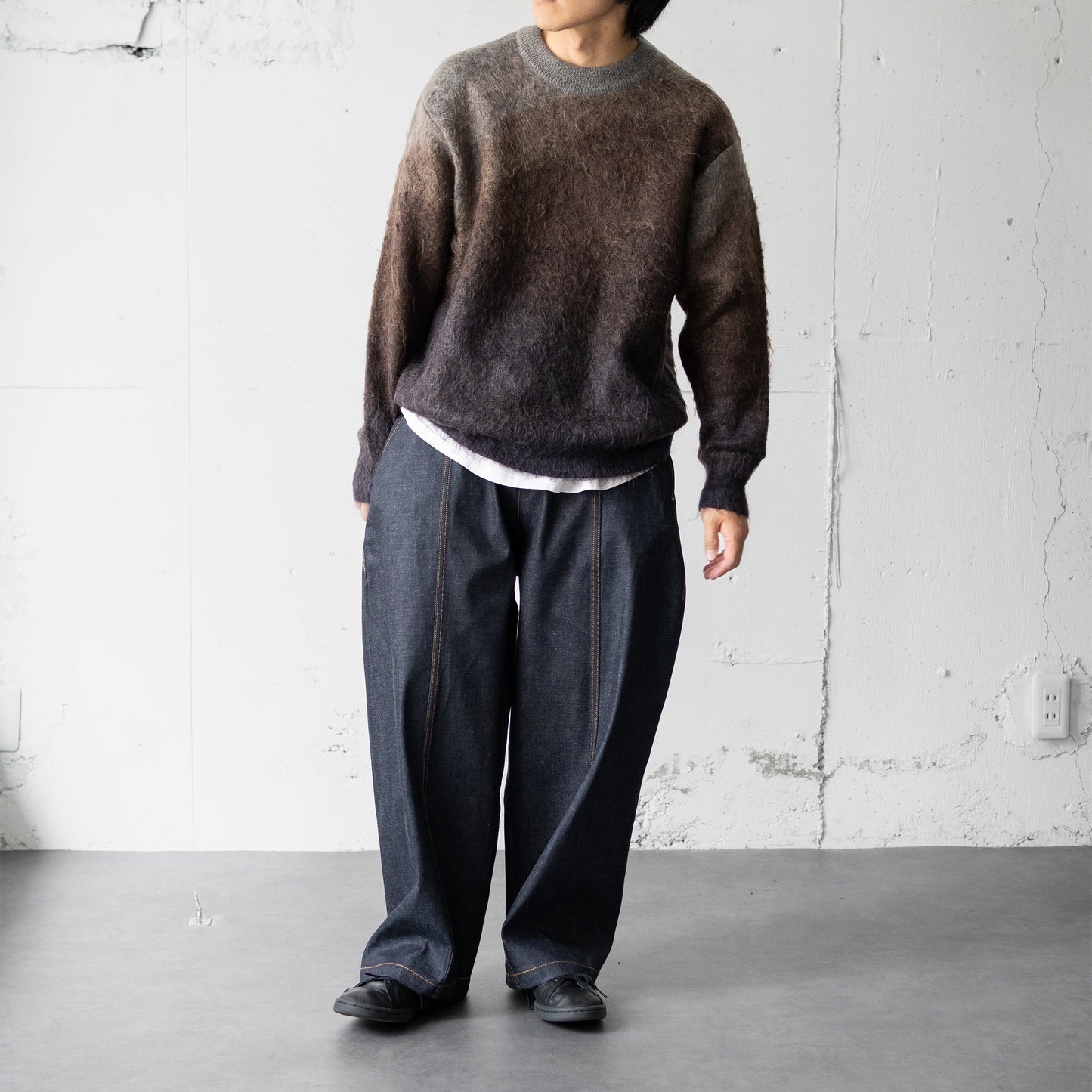 ssstein/ GRADATION MOHAIR KNIT LS "BROWN GREY GRADATION"