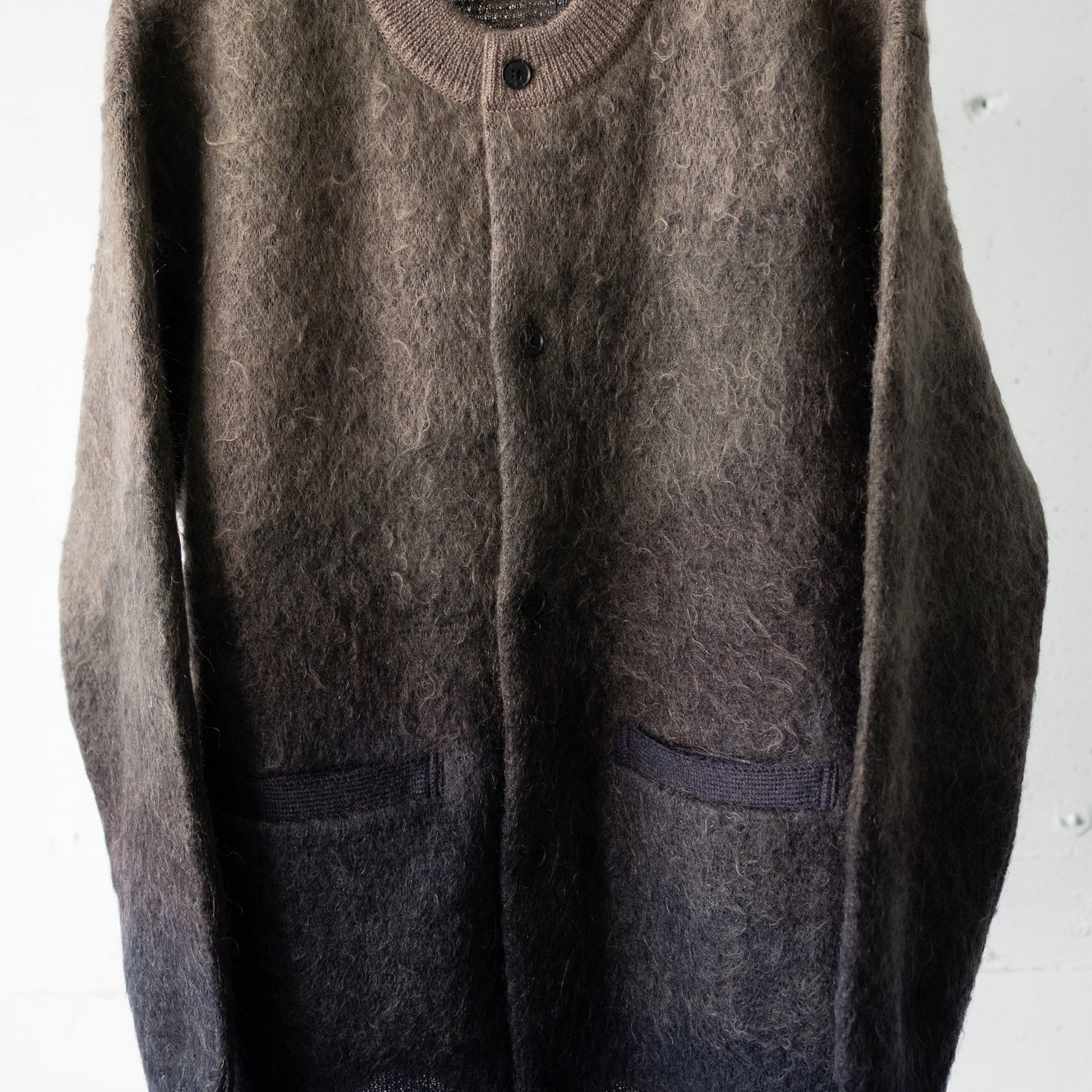 ssstein/ GRADATION MOHAIR KNIT CARDIGAN "NAVY KHAKI GRADATION"