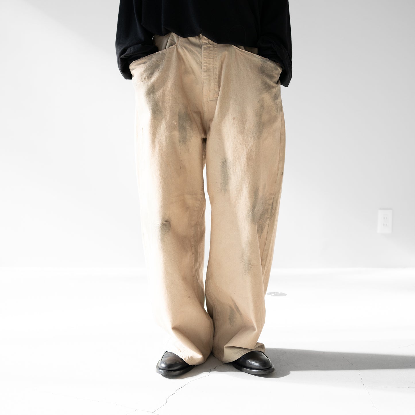 ANCELLM / DENIM WIDE SLACKS "SAND"