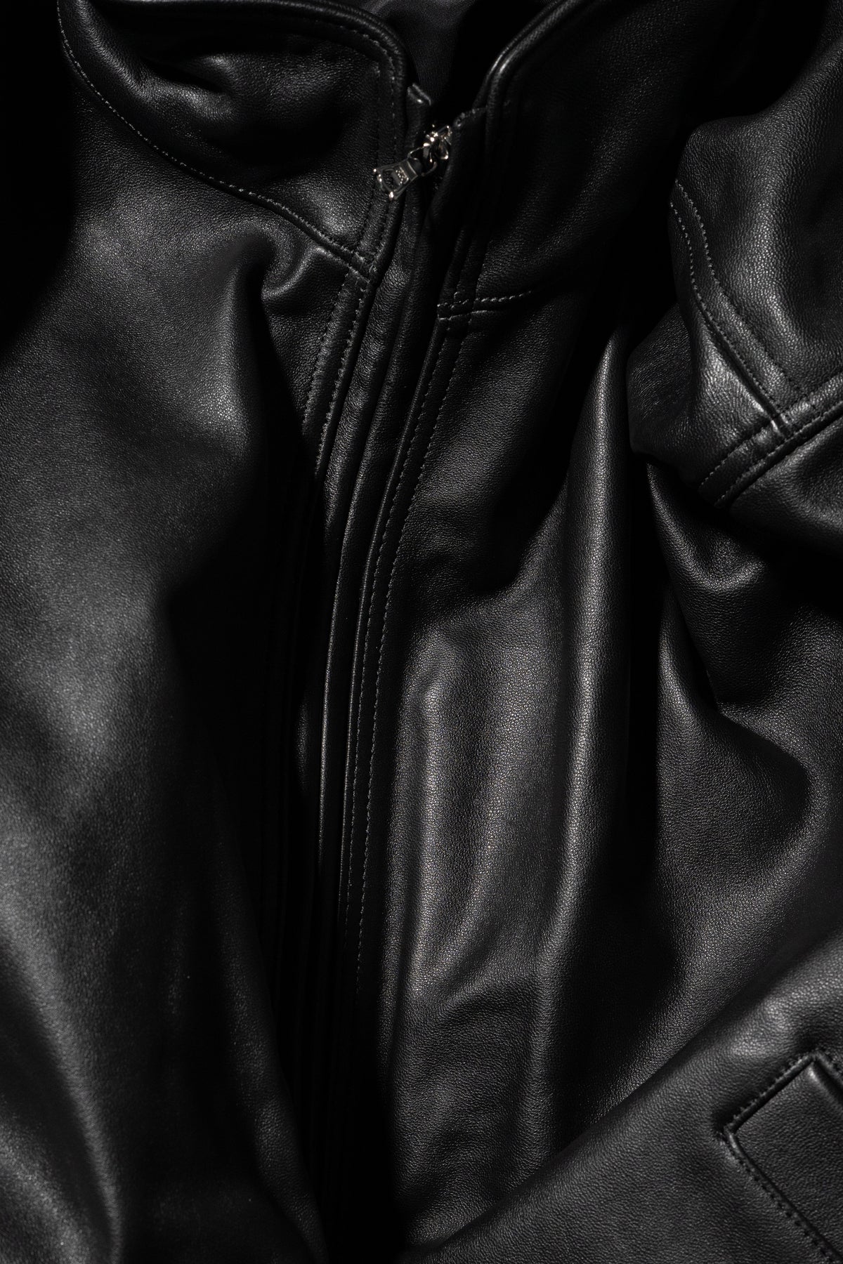 ssstein/ SHEEP LEATHER STAND COLLAR JACKET "BLACK"