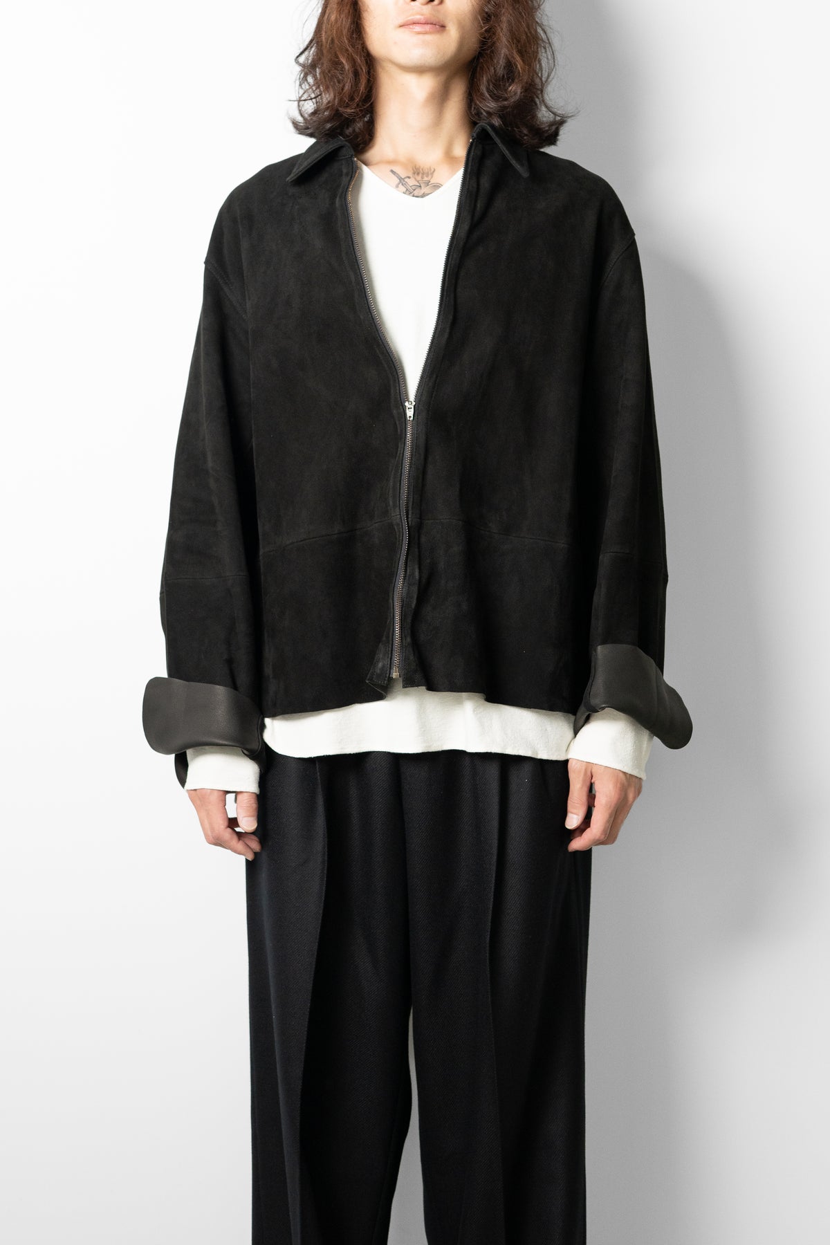 barbell object / leather jkt "black"