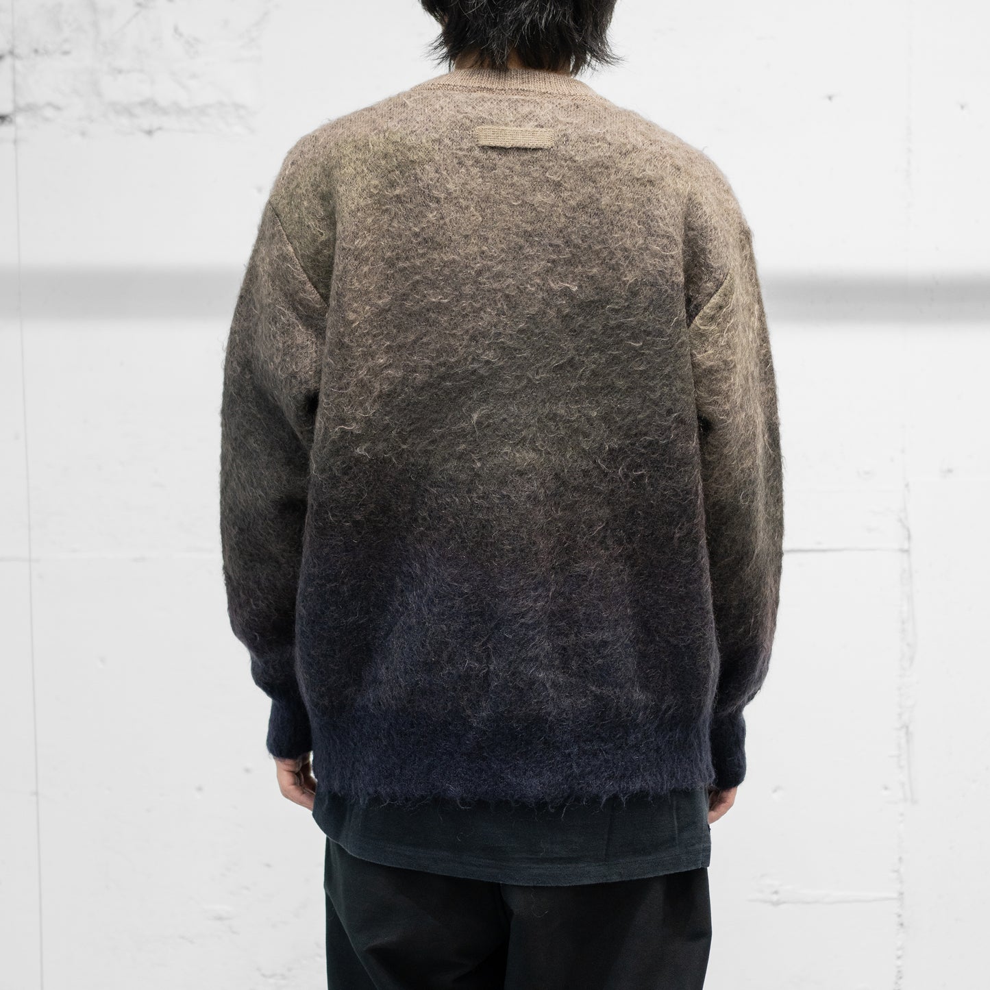 ssstein/ GRADATION MOHAIR KNIT CARDIGAN "NAVY KHAKI GRADATION"