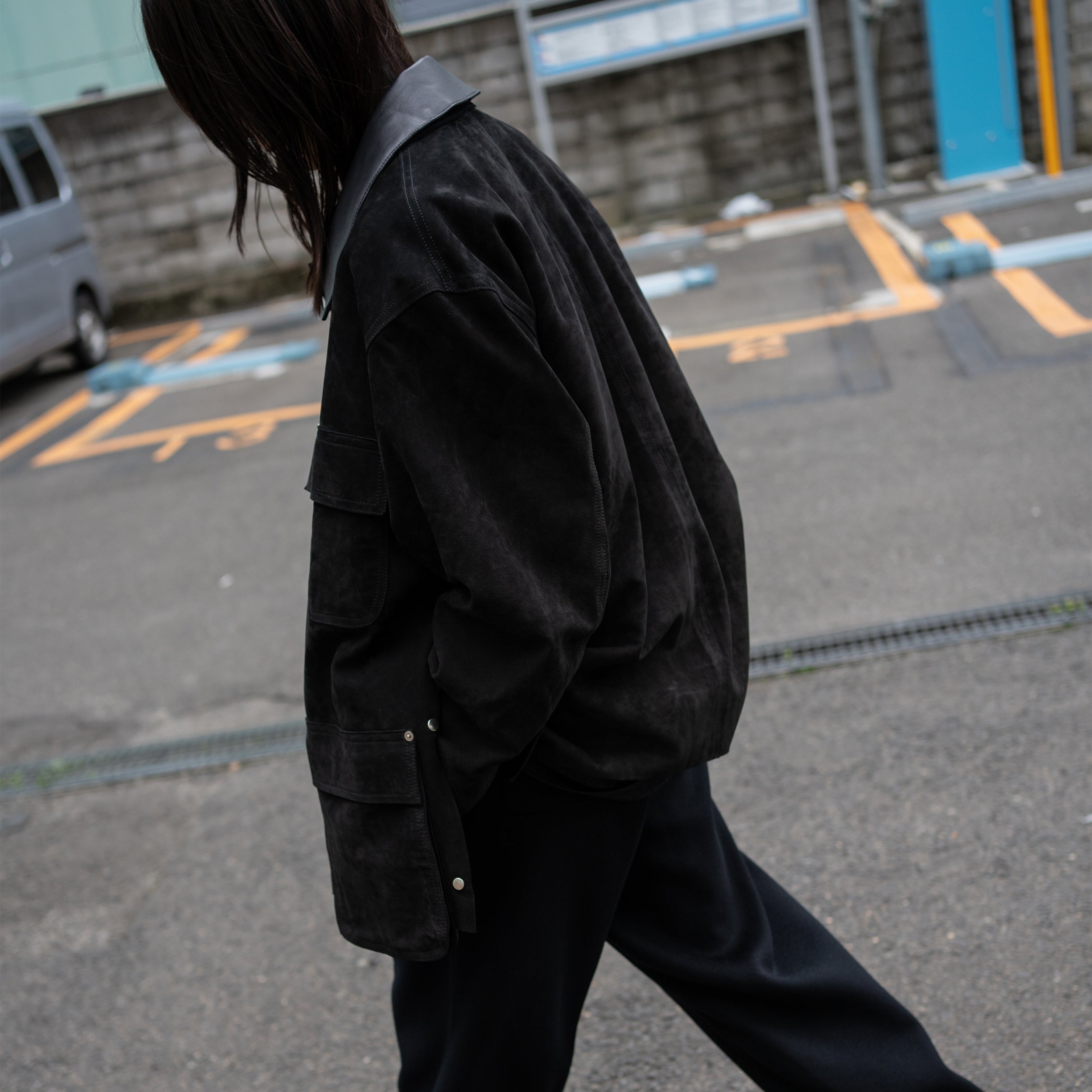 YOKE/ Nuback Leather Coverall Jacket 