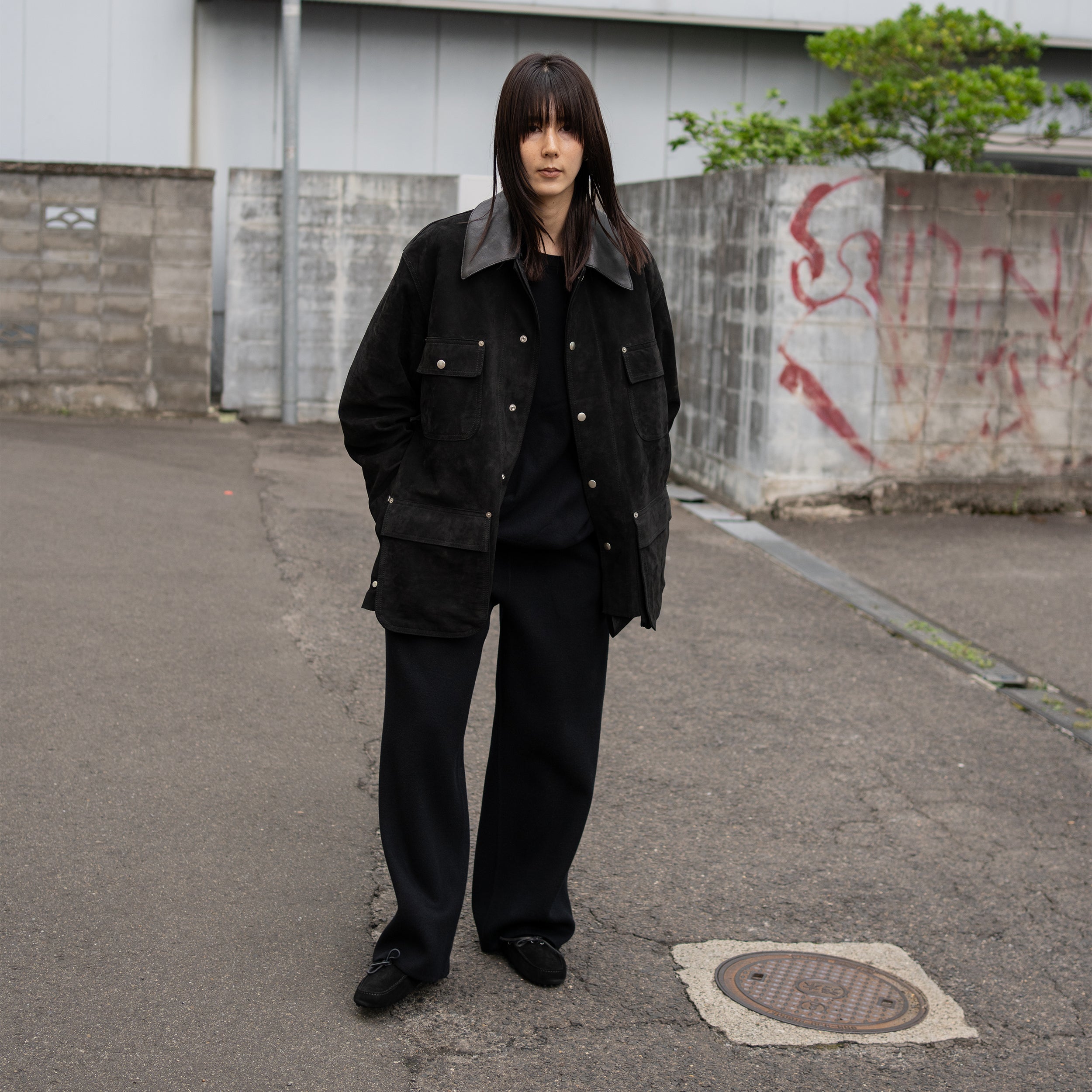 YOKE/ Nuback Leather Coverall Jacket 