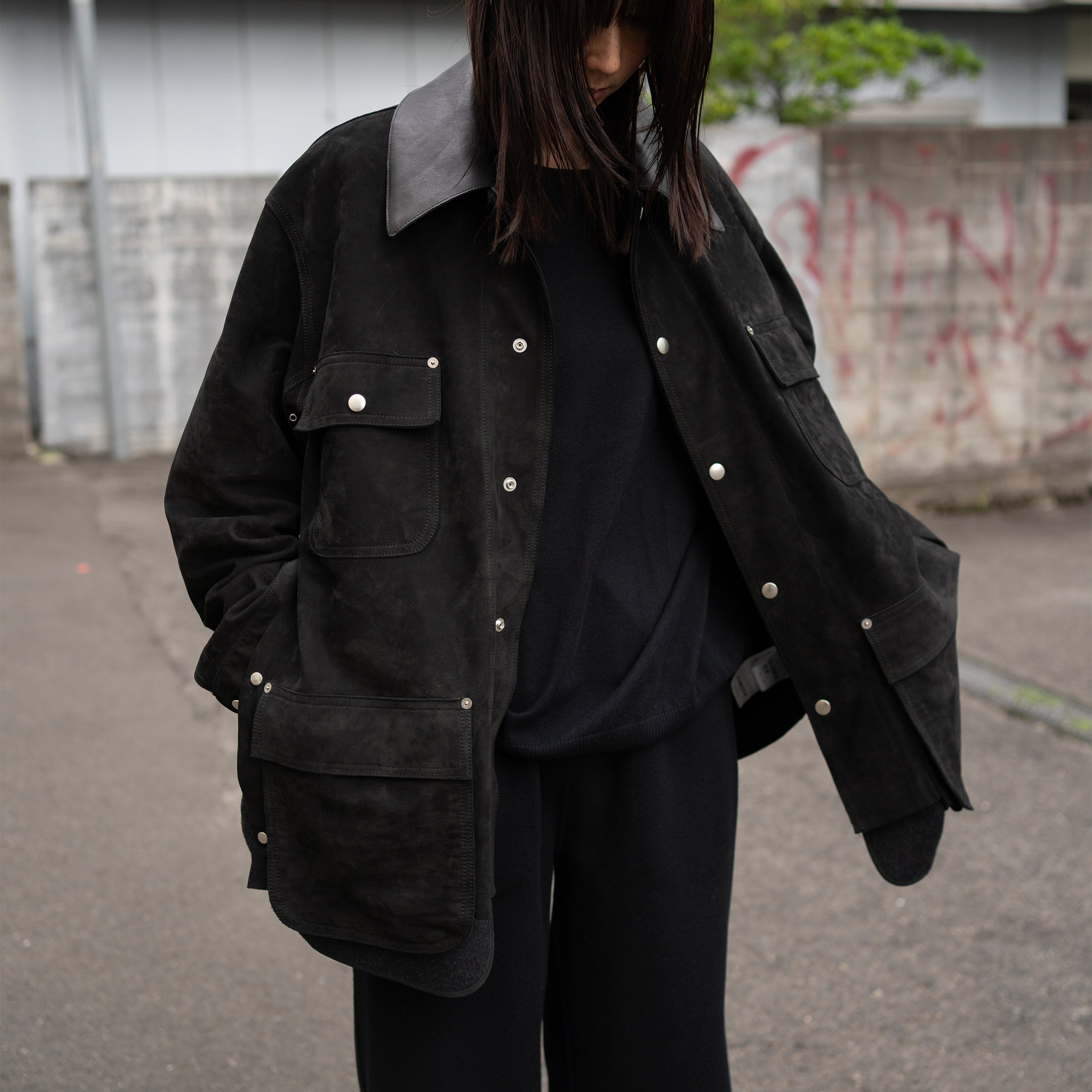 YOKE/ Nuback Leather Coverall Jacket 