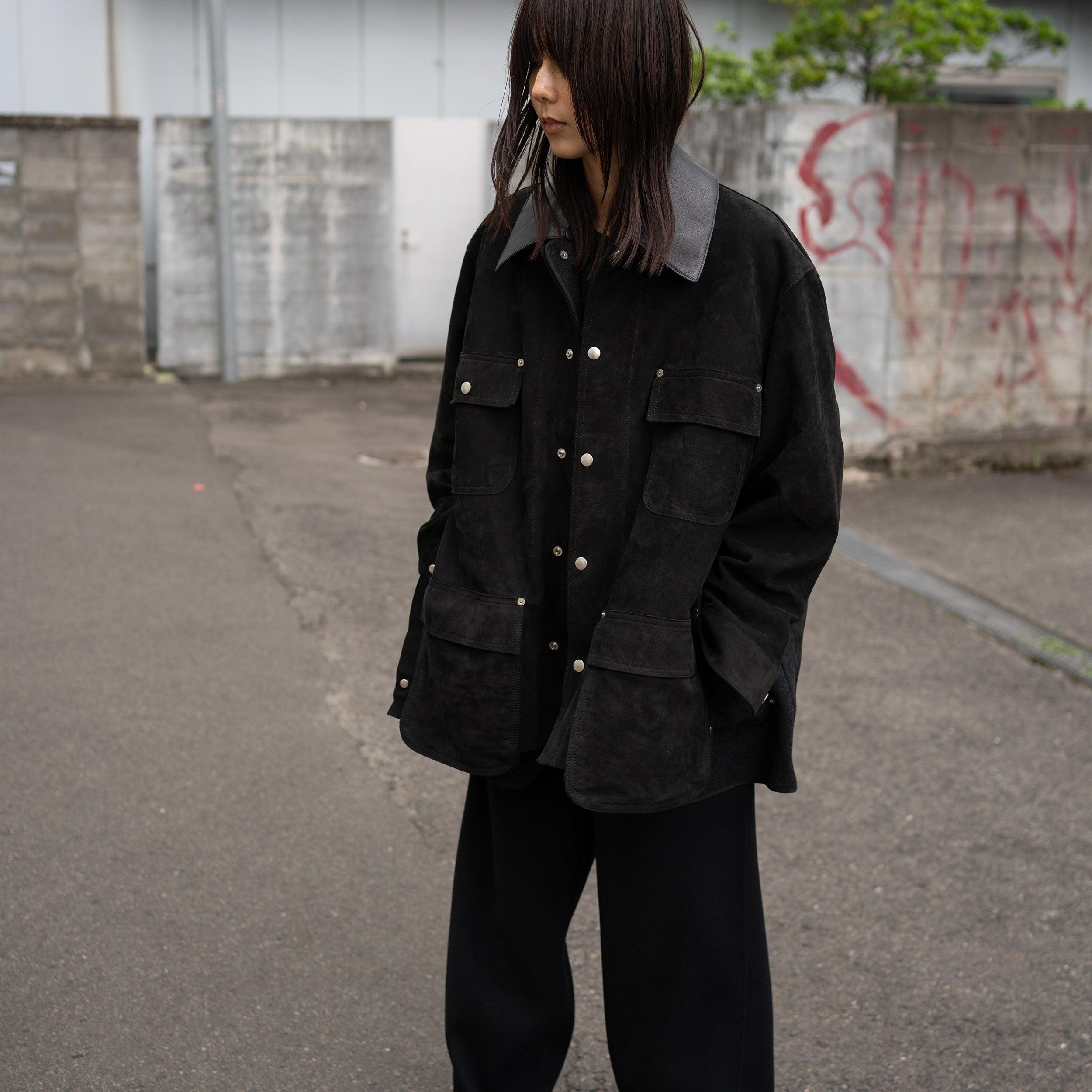 YOKE/ Nuback Leather Coverall Jacket 