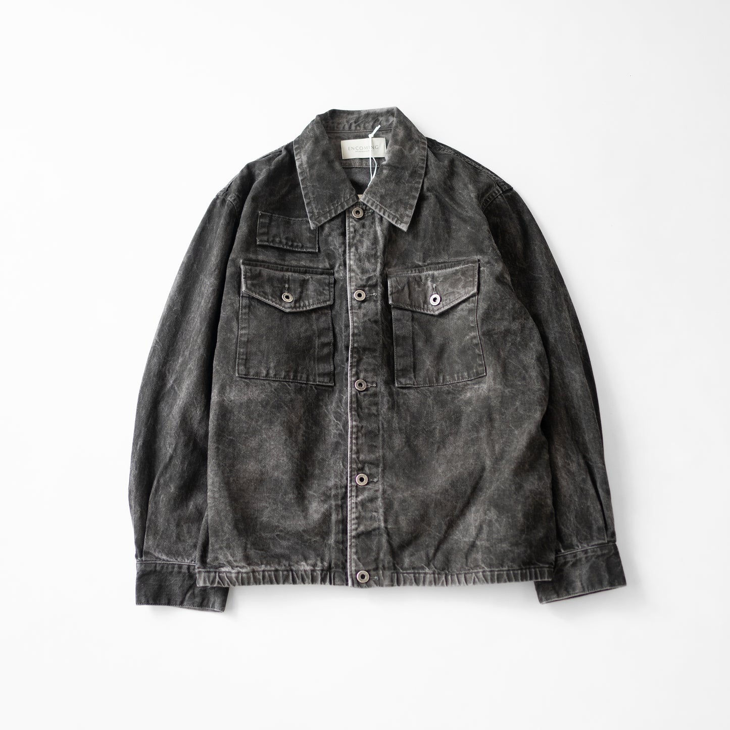ENCOMING/ DENIM TWO POCKETS SHIRT BLOUSON "BLACK"
