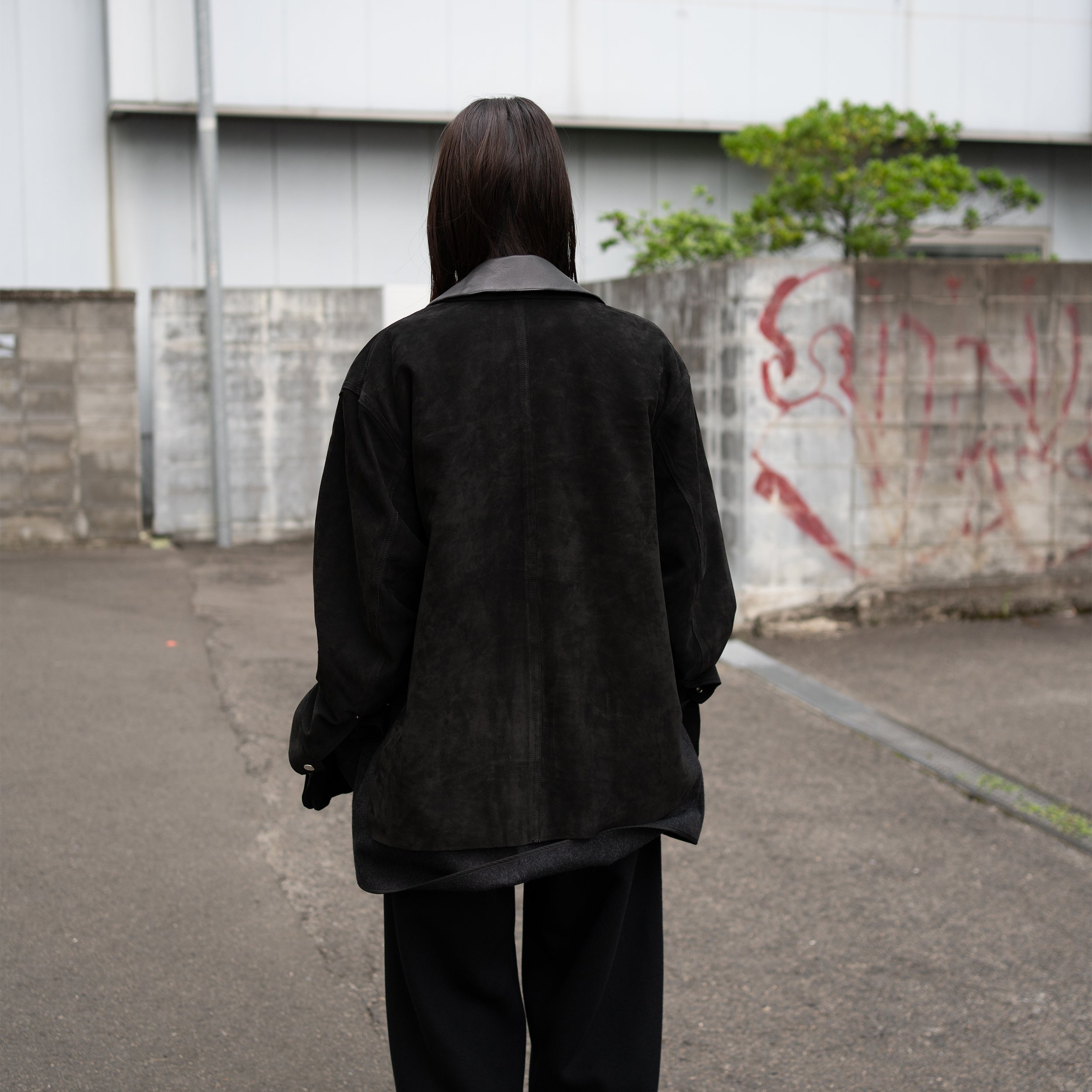 YOKE/ Nuback Leather Coverall Jacket 