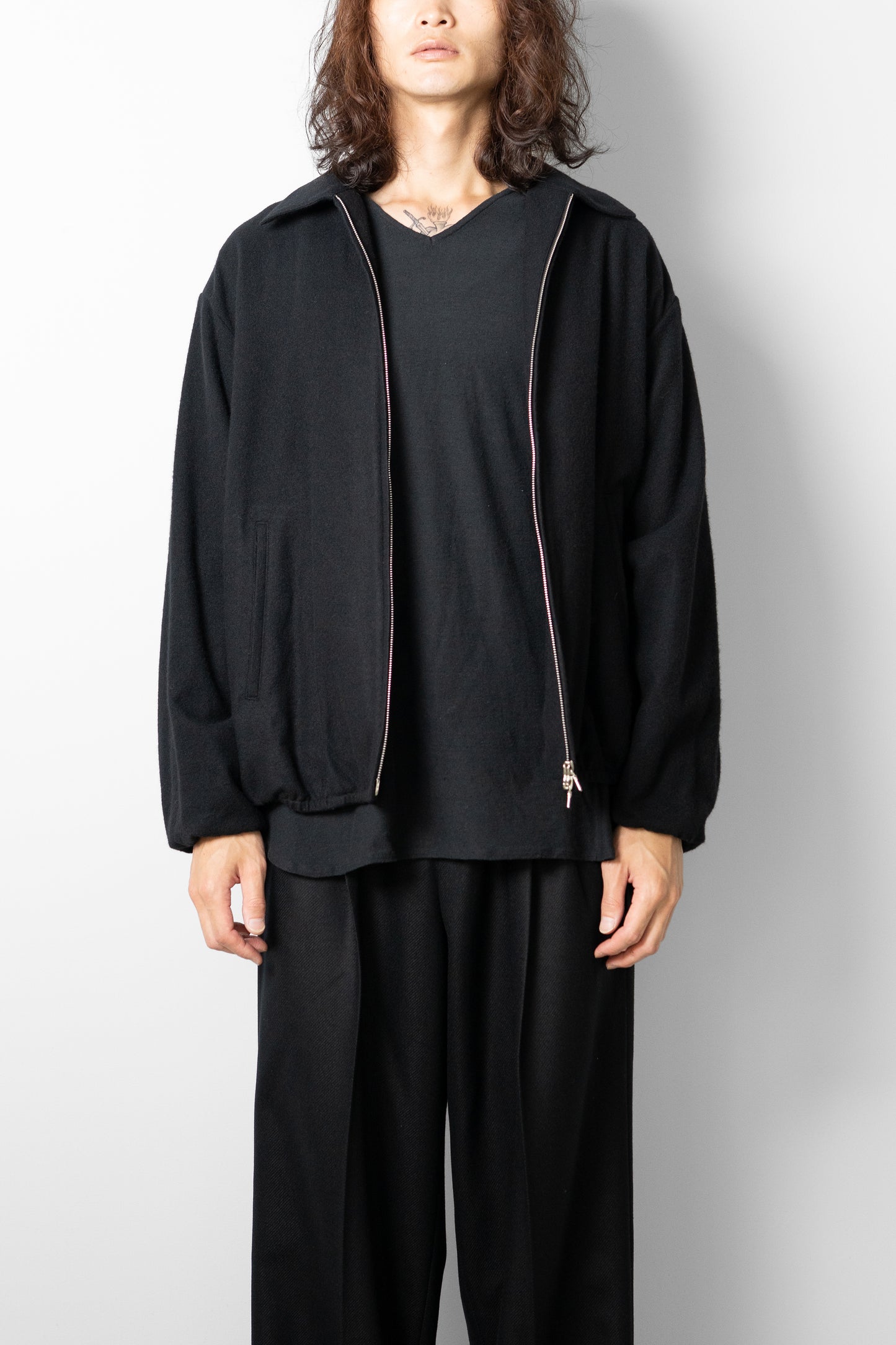 ssstein/ W/CA FLEECE LIGHT ZIP JACKET "BLACK"