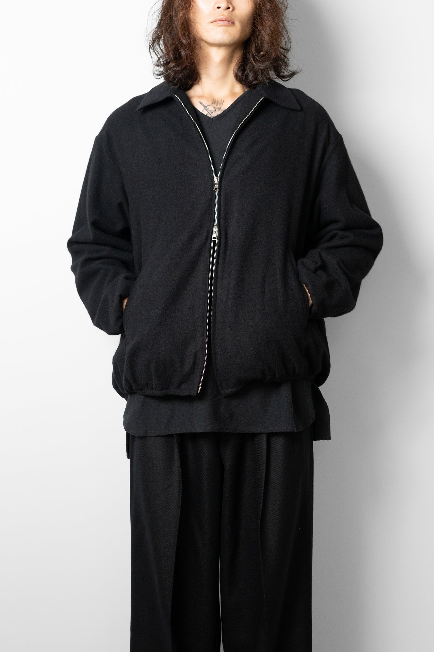 ssstein/ W/CA FLEECE LIGHT ZIP JACKET "BLACK"