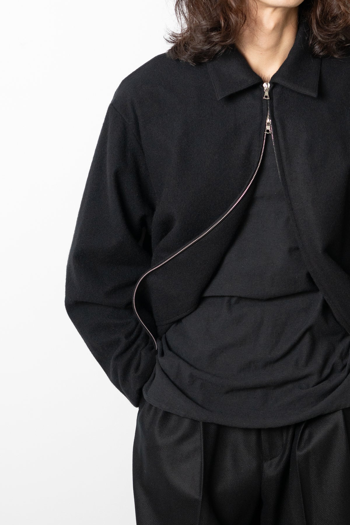ssstein/ W/CA FLEECE LIGHT ZIP JACKET "BLACK"
