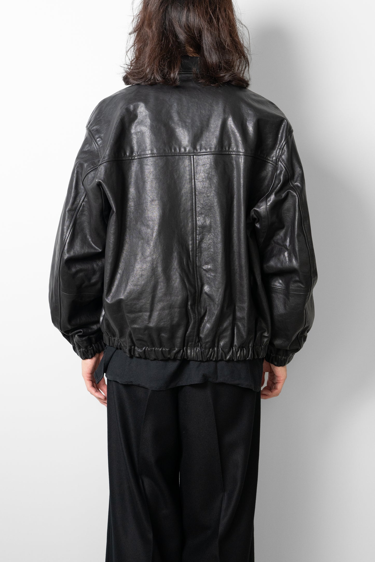 ssstein/ CALF ZIP SHORT JACKET "BLACK"