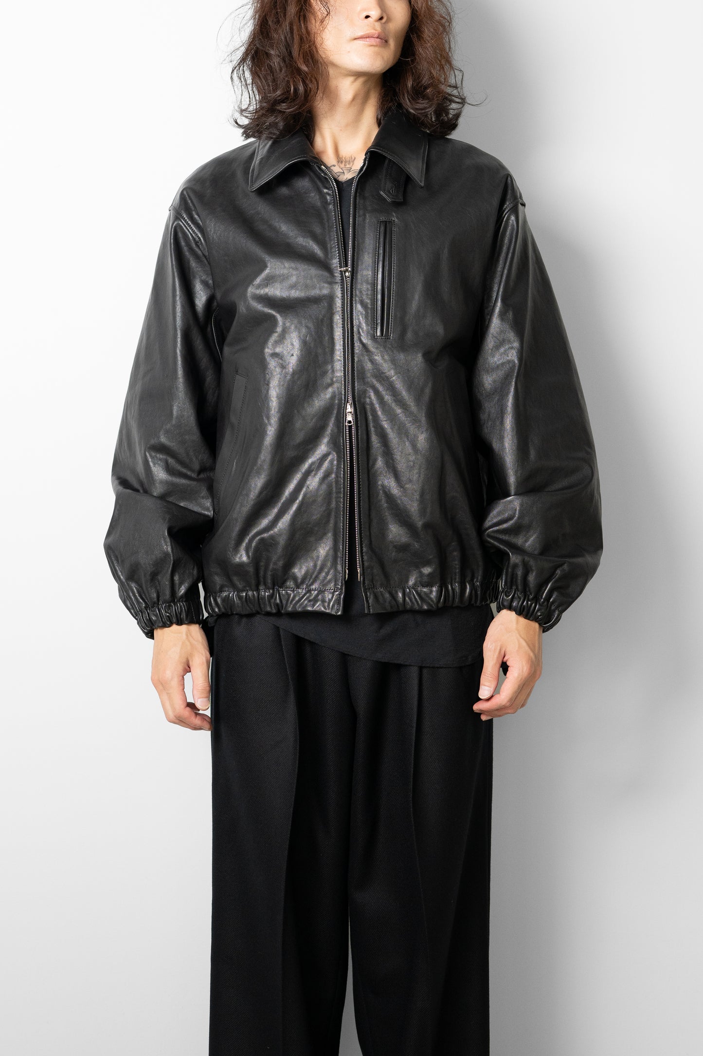 ssstein/ CALF ZIP SHORT JACKET "BLACK"
