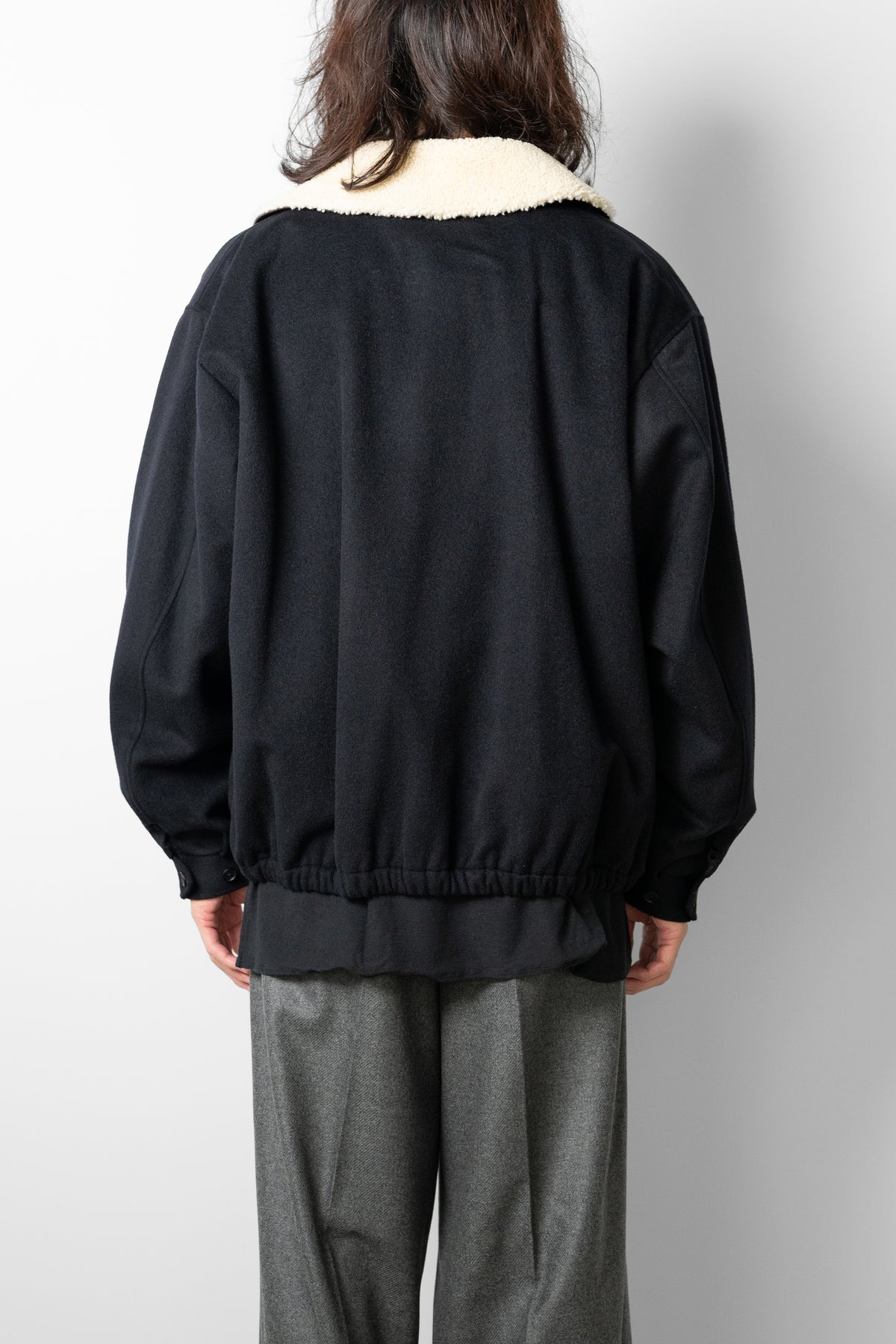 ssstein/ MOUTON COLLAR WOOL CASHMERE PADDED JACKET "DARK NAVY"