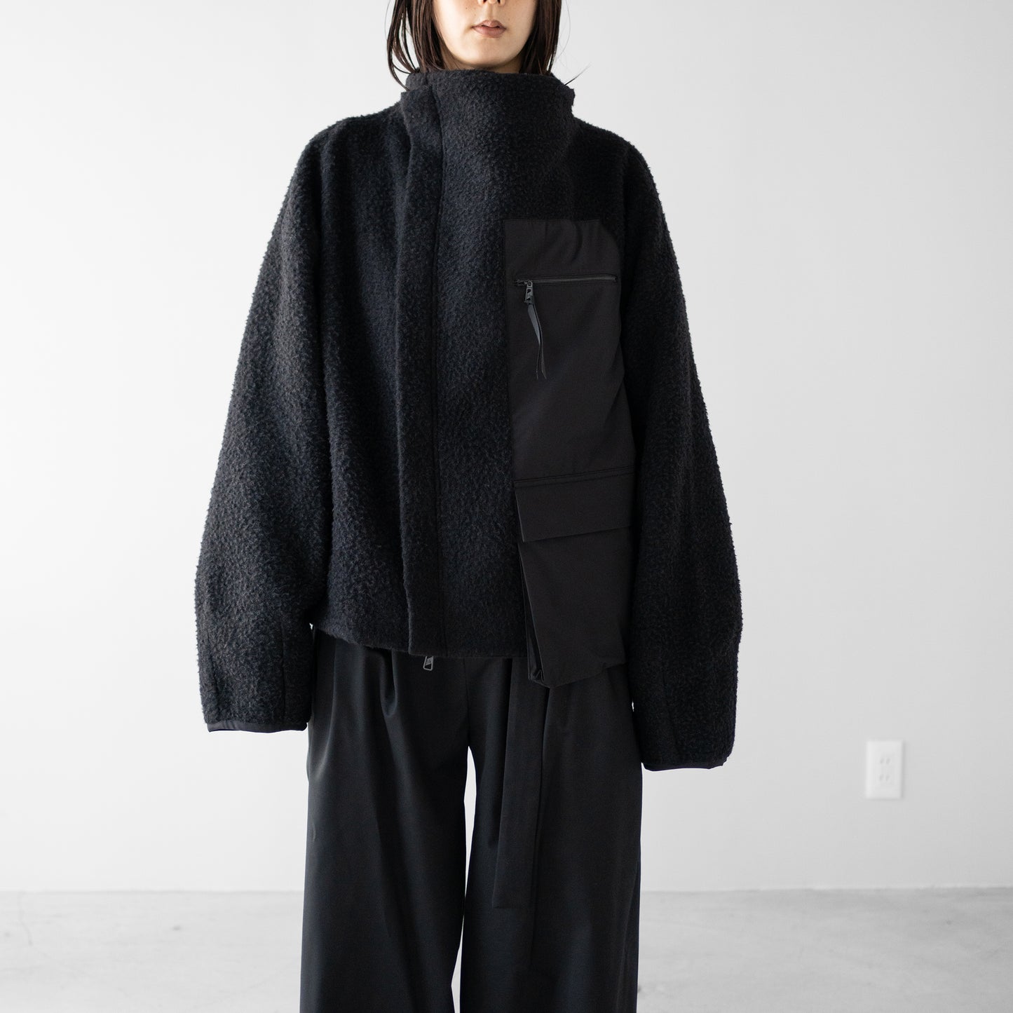 F/CE. /  NAPPING WOOL ASYMMETRY SHORT JACKET "Black"
