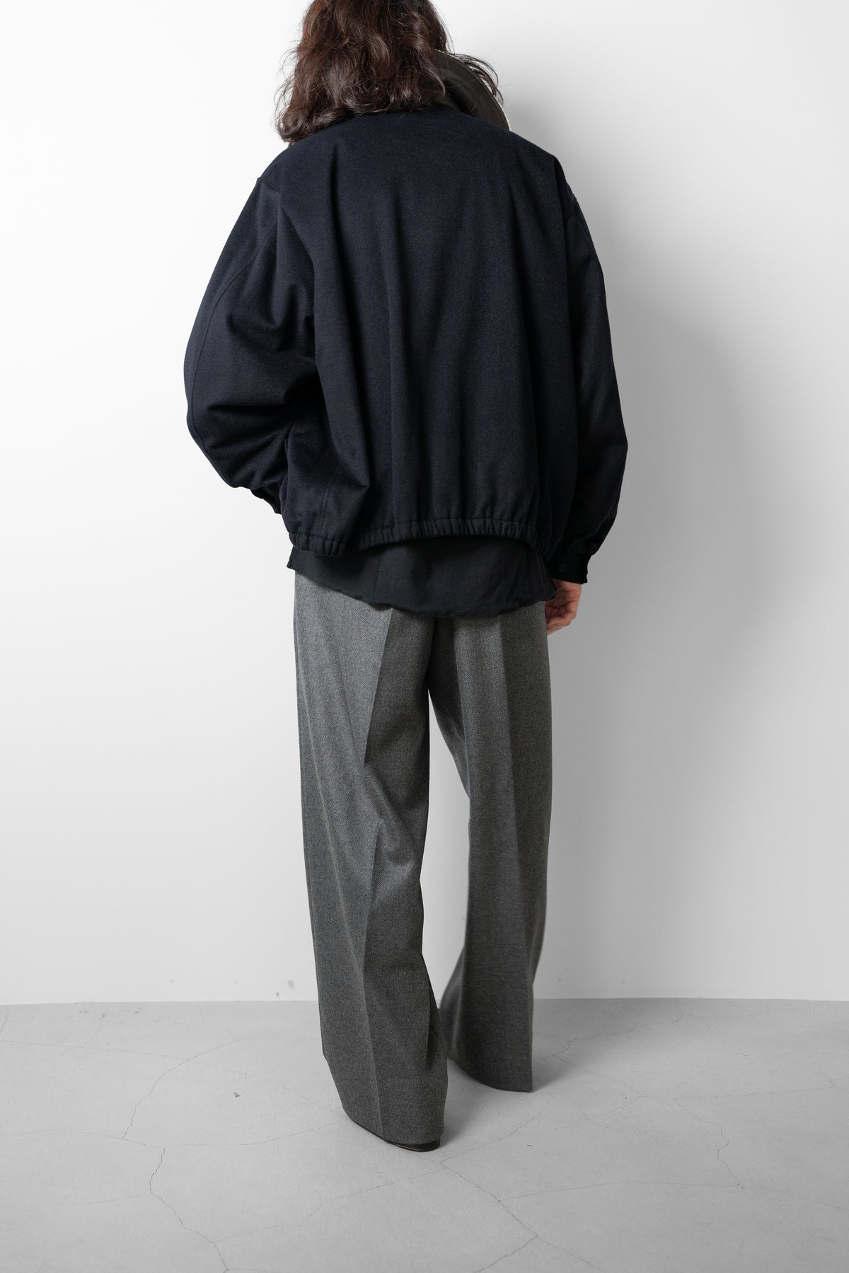 ssstein/ MOUTON COLLAR WOOL CASHMERE PADDED JACKET "DARK NAVY"
