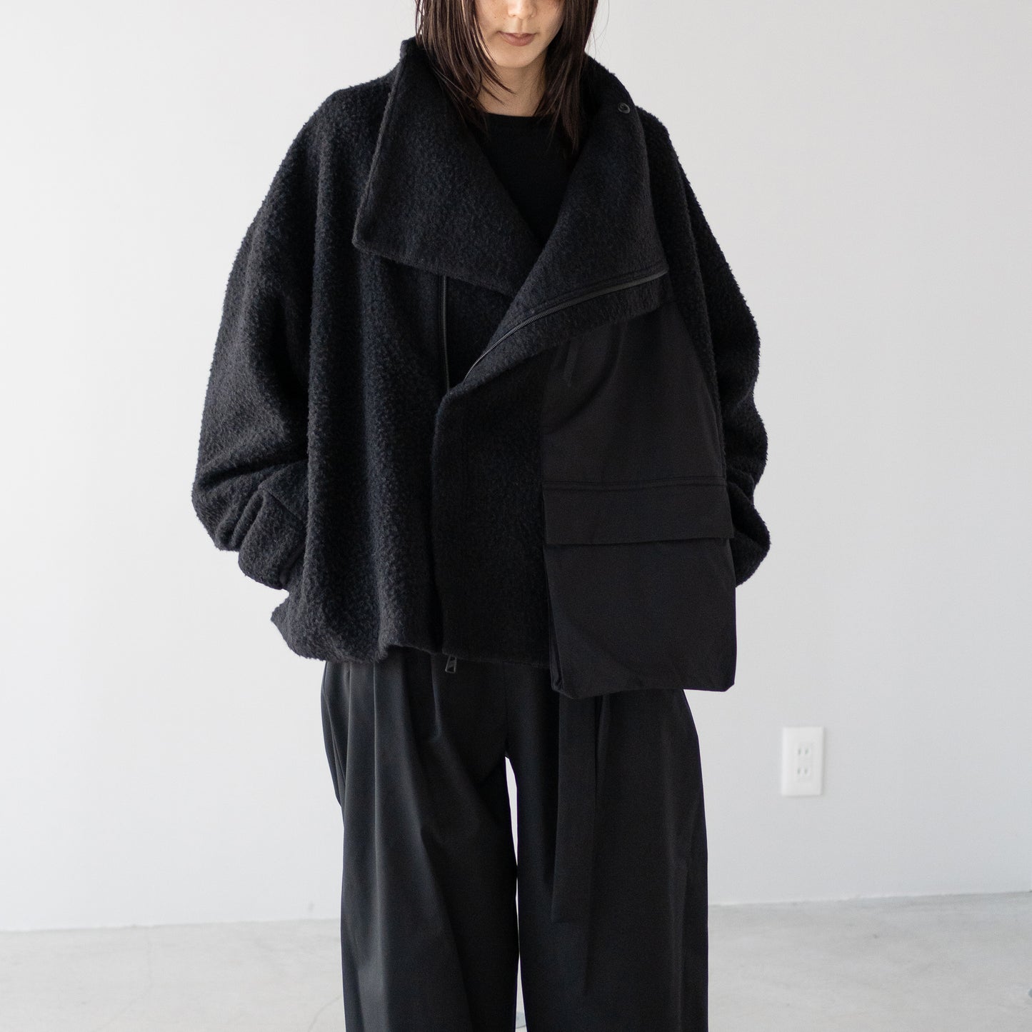 F/CE. /  NAPPING WOOL ASYMMETRY SHORT JACKET "Black"