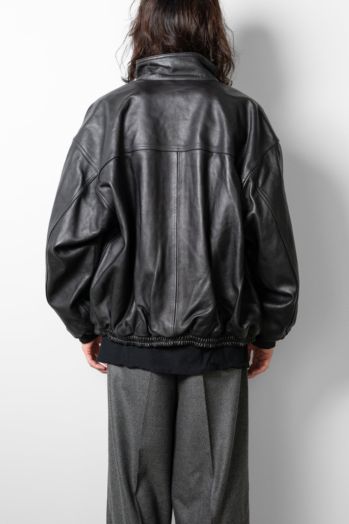 ssstein/ SHEEP LEATHER STAND COLLAR JACKET "BLACK"