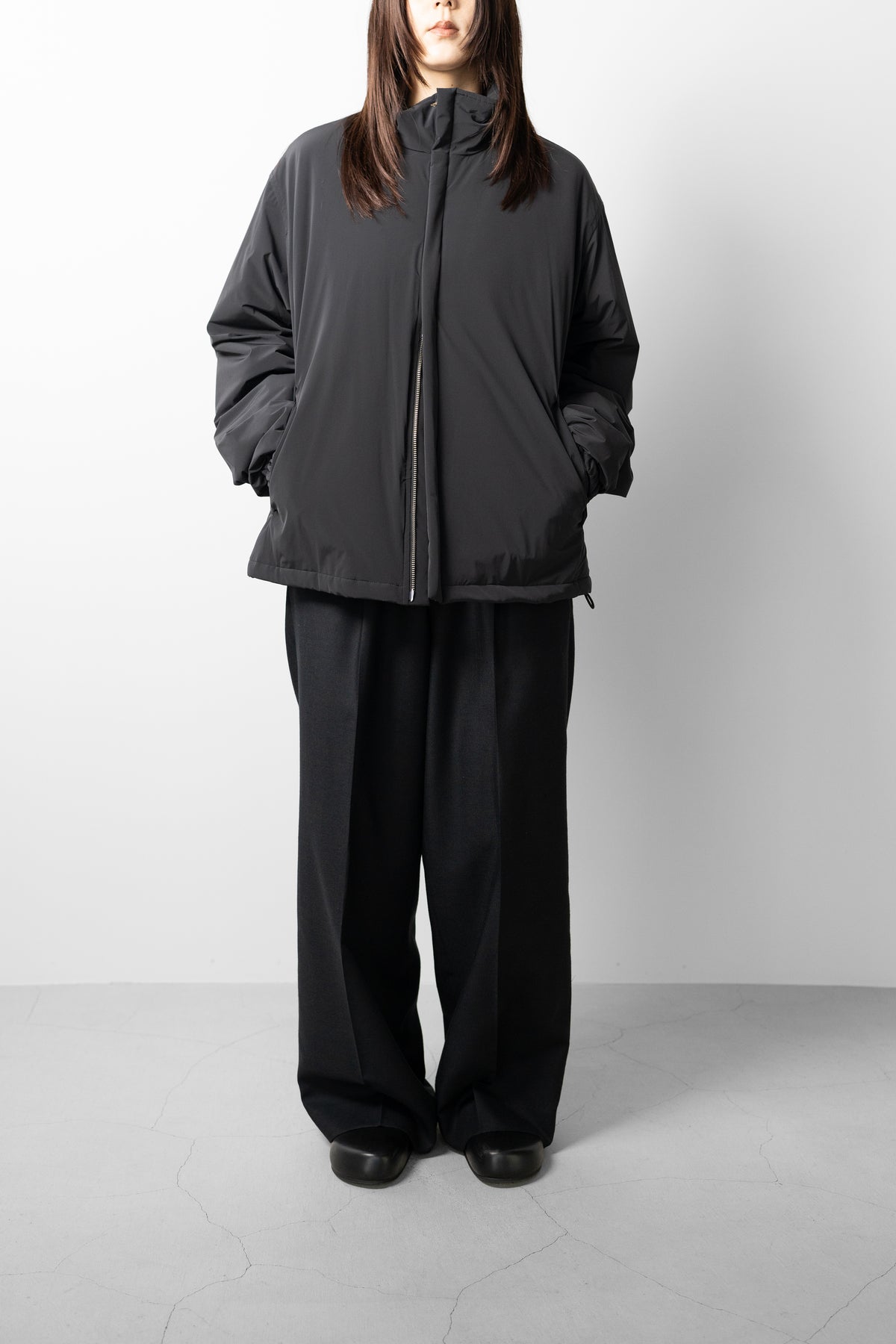 YOKE/ 3pleated Wide-leg Trousers "Black"