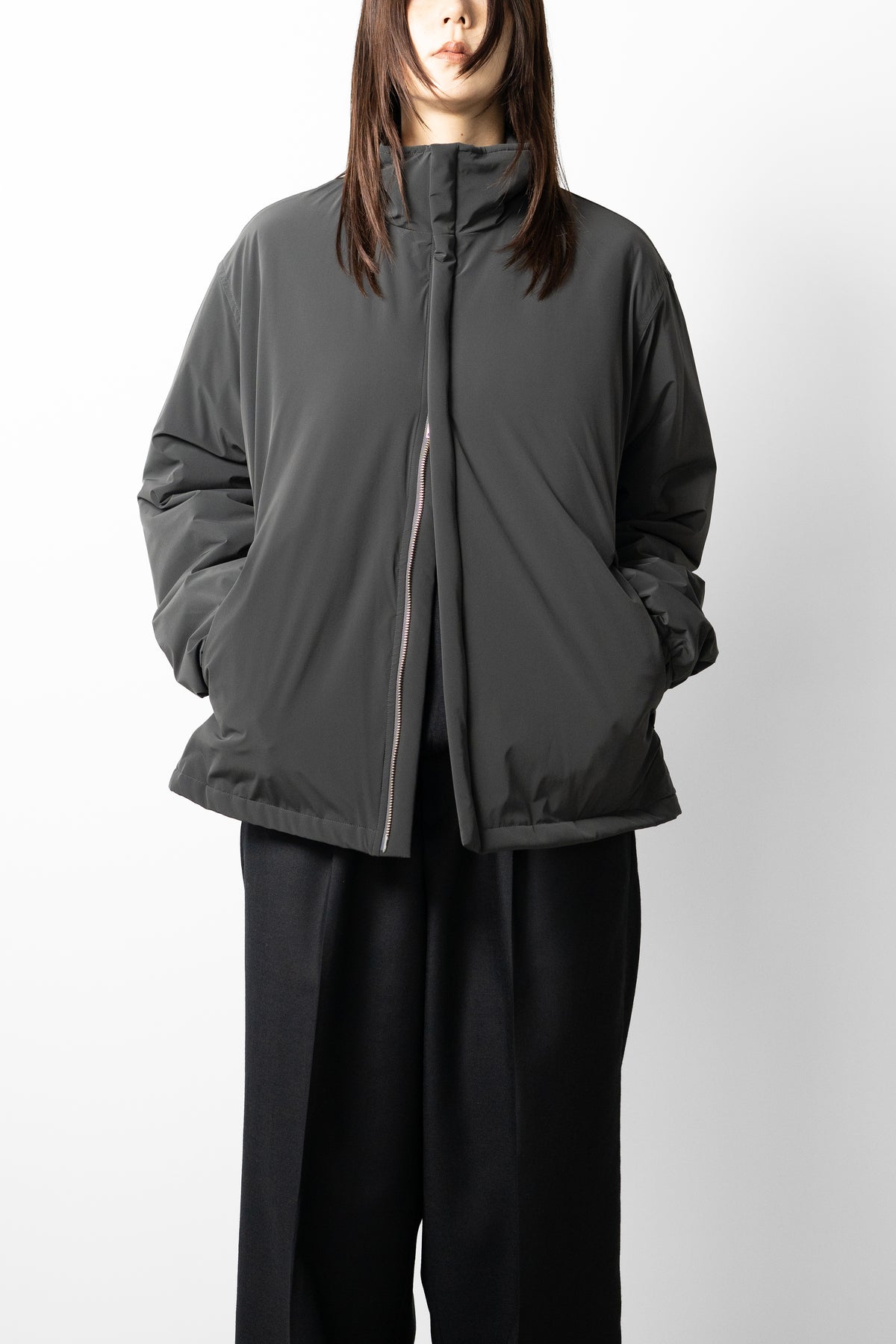 YOKE/ Nylon Puffer Stand Blouson "Charcoal"