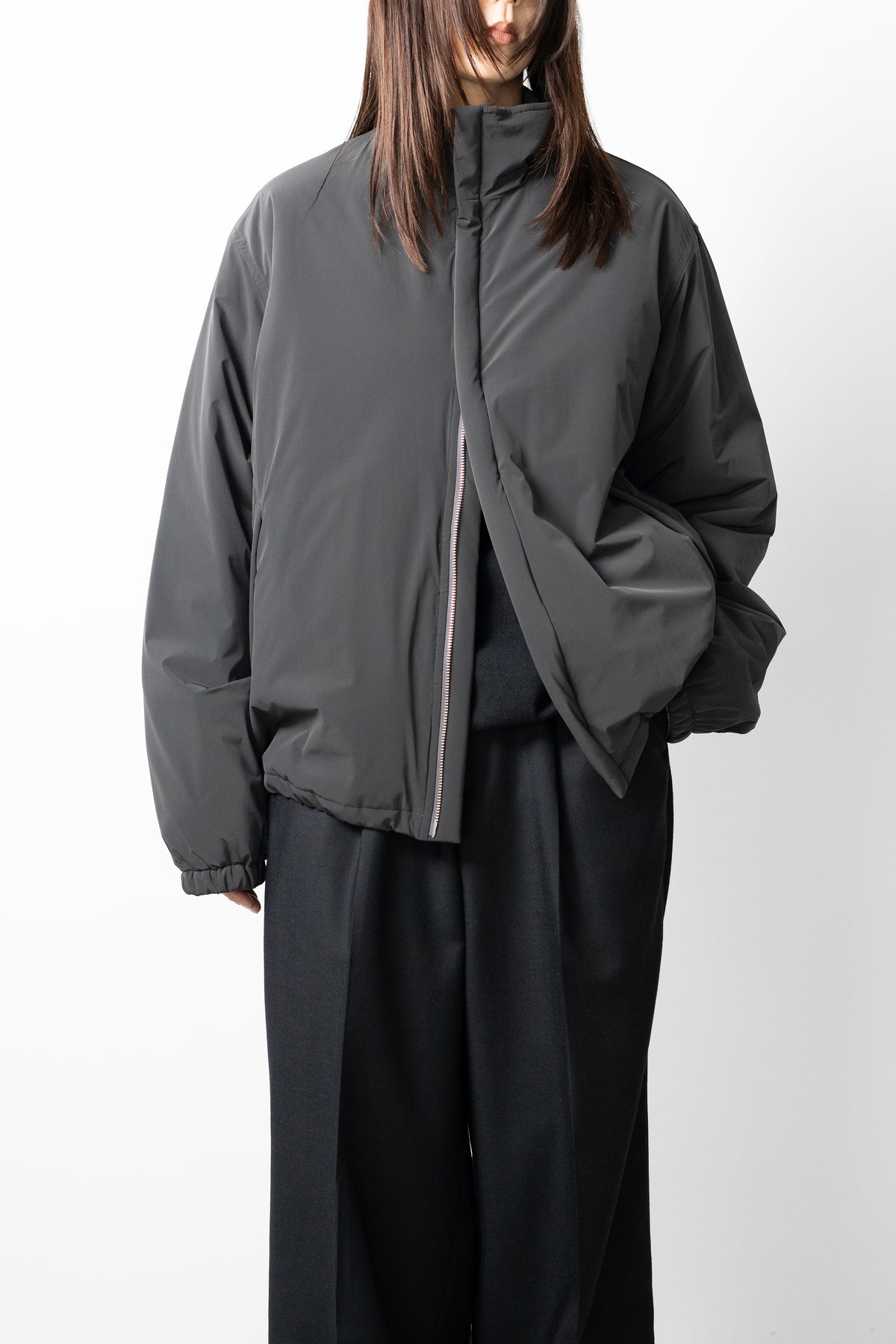 YOKE/ Nylon Puffer Stand Blouson "Charcoal"