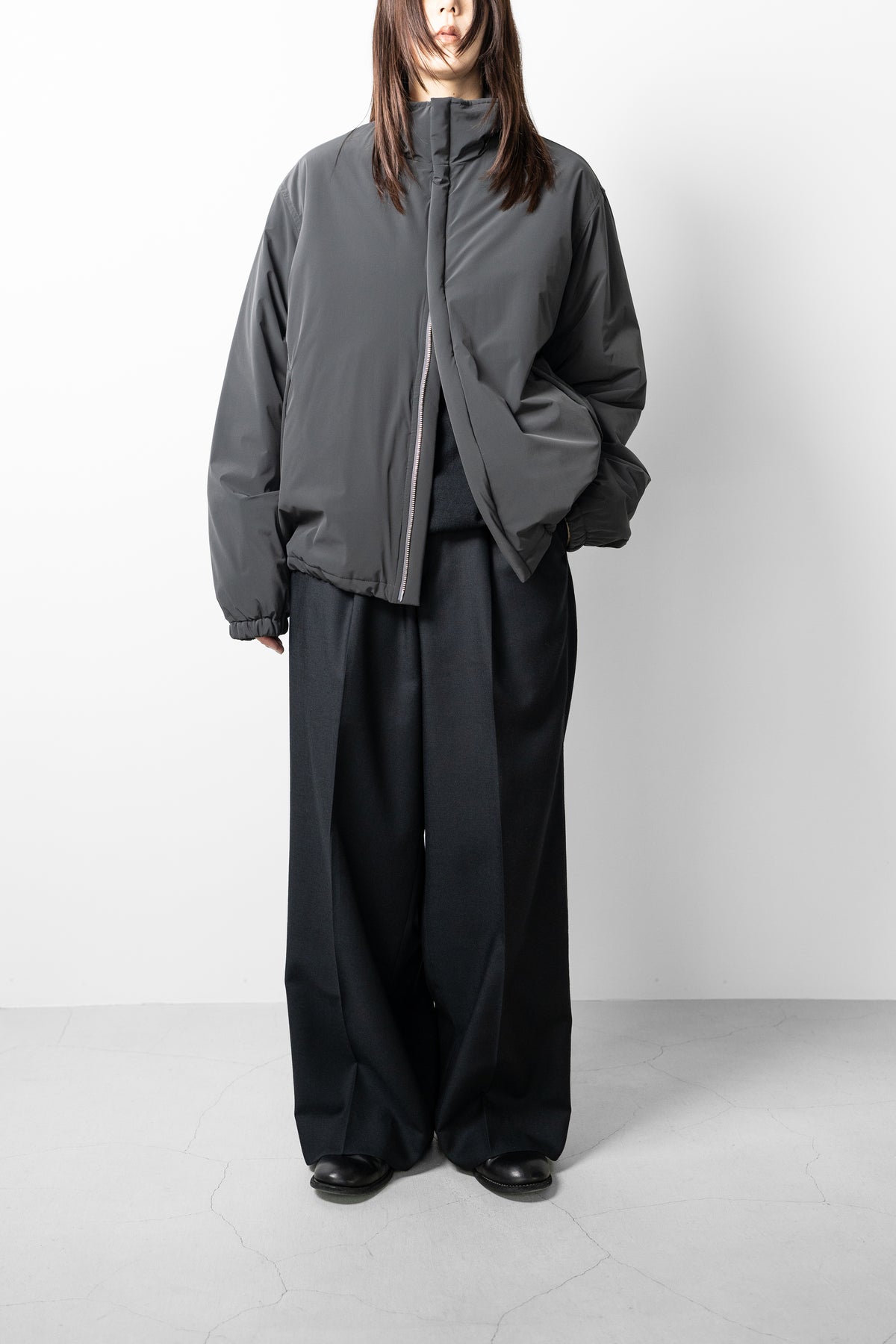 YOKE/ Nylon Puffer Stand Blouson "Charcoal"