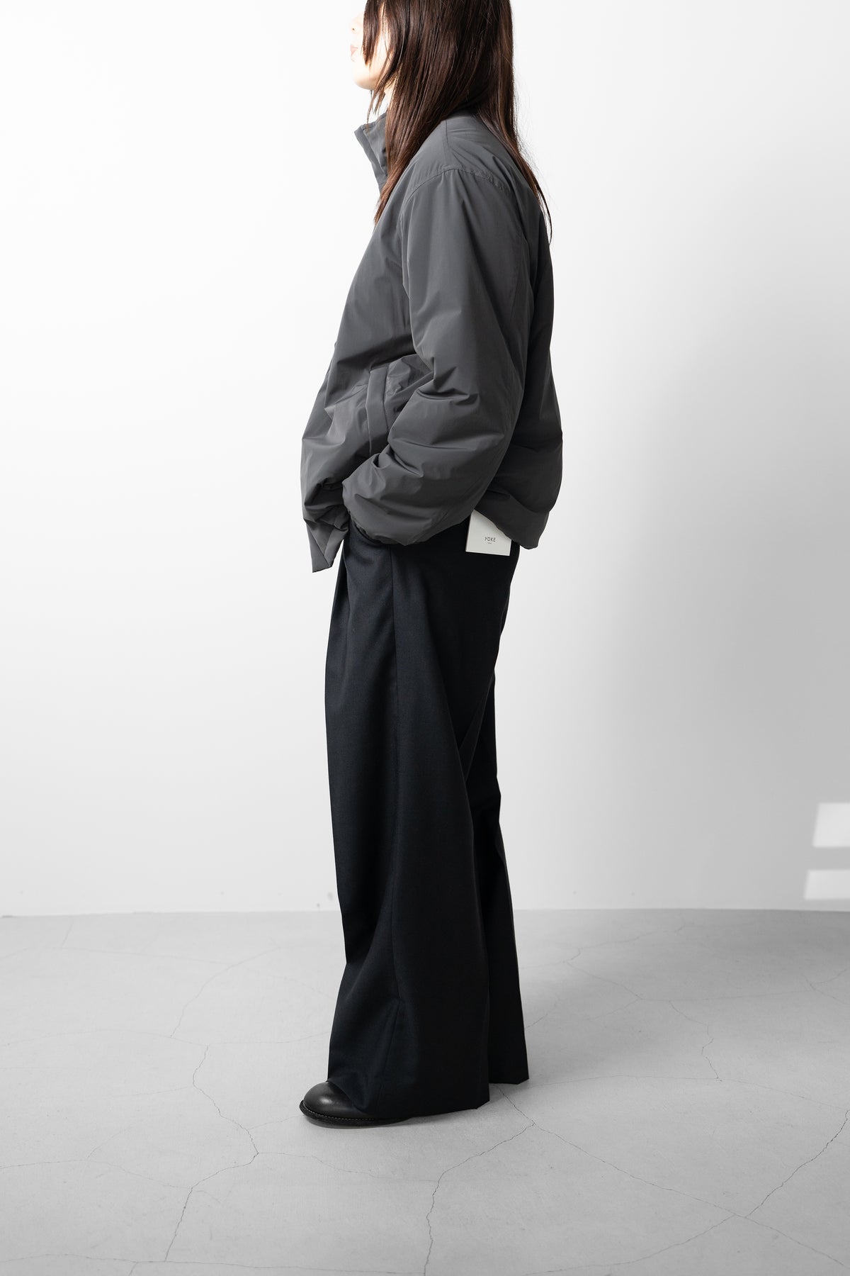 YOKE/ Nylon Puffer Stand Blouson "Charcoal"