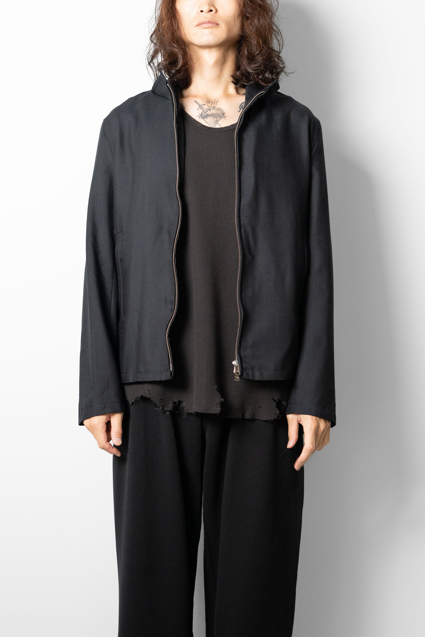 YOKE/ Sculptural Wired Zip Blouson "Carbon"