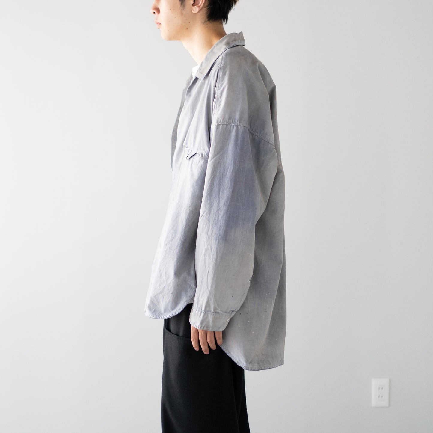 ANCELLM / AGING CHAMBRAY LONG SHIRT "DUSKY PURPLE"