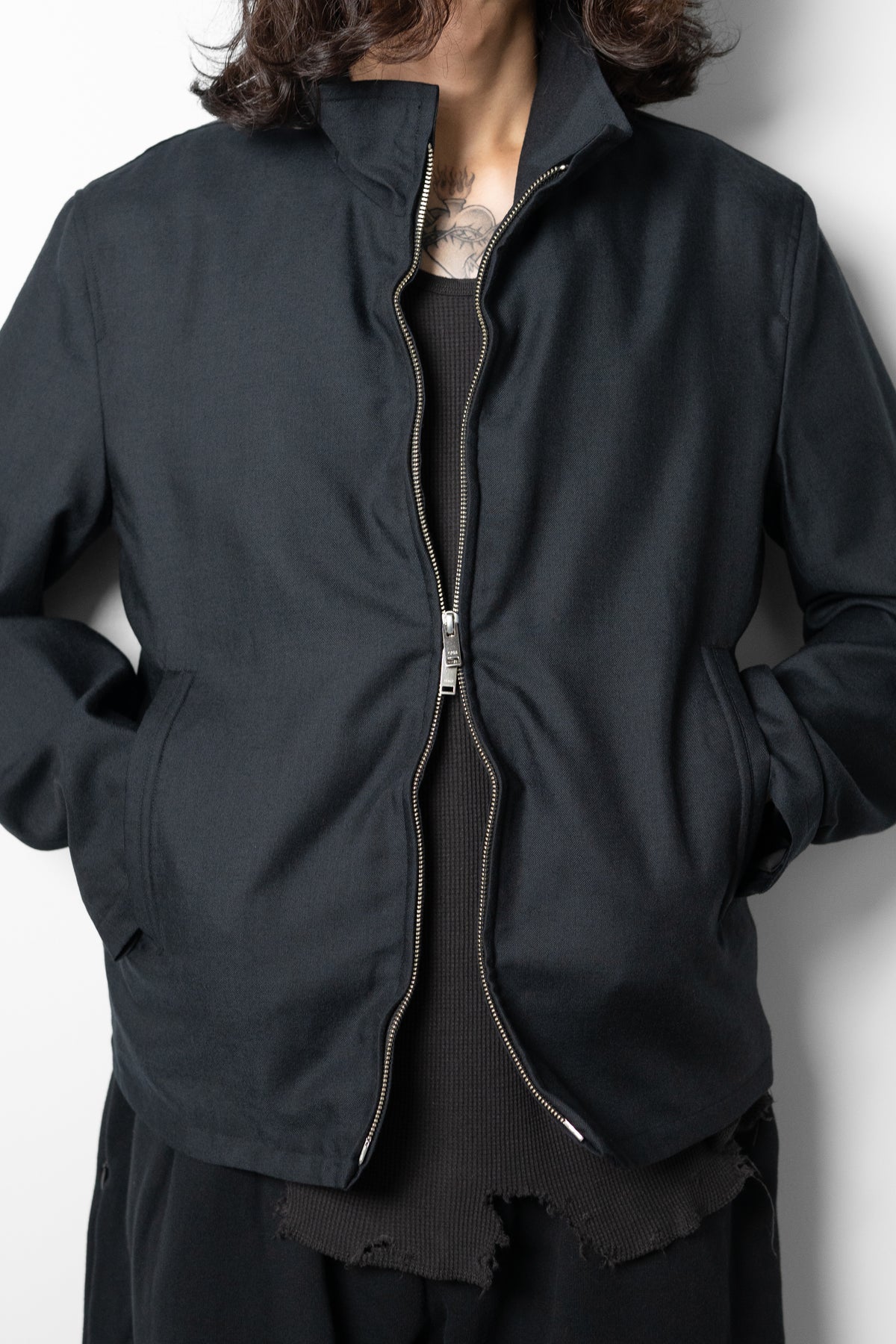 YOKE/ Sculptural Wired Zip Blouson "Carbon"