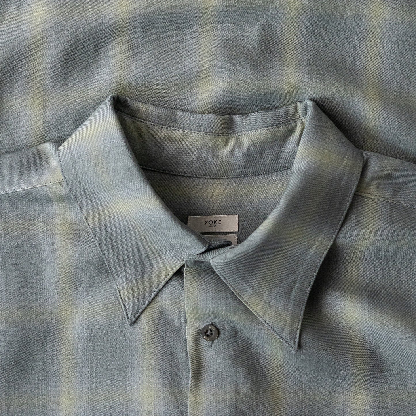 YOKE/ OMBRE PLAID REGULAR COLLAR SHIRT "MIST GREEN"