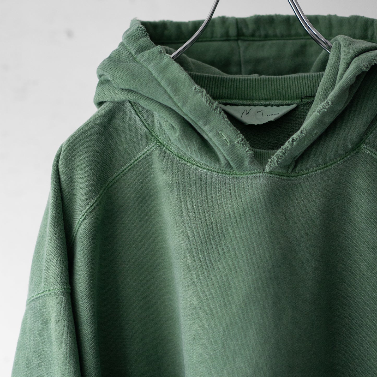 ANCELLM / DYED DAMAGE HOODIE "GREEN"